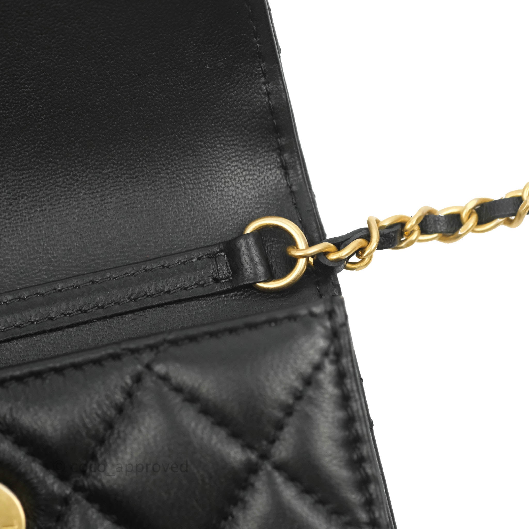 Chanel Heart Wallet on Chain WOC Light Blue Lambskin Aged Gold Hardware