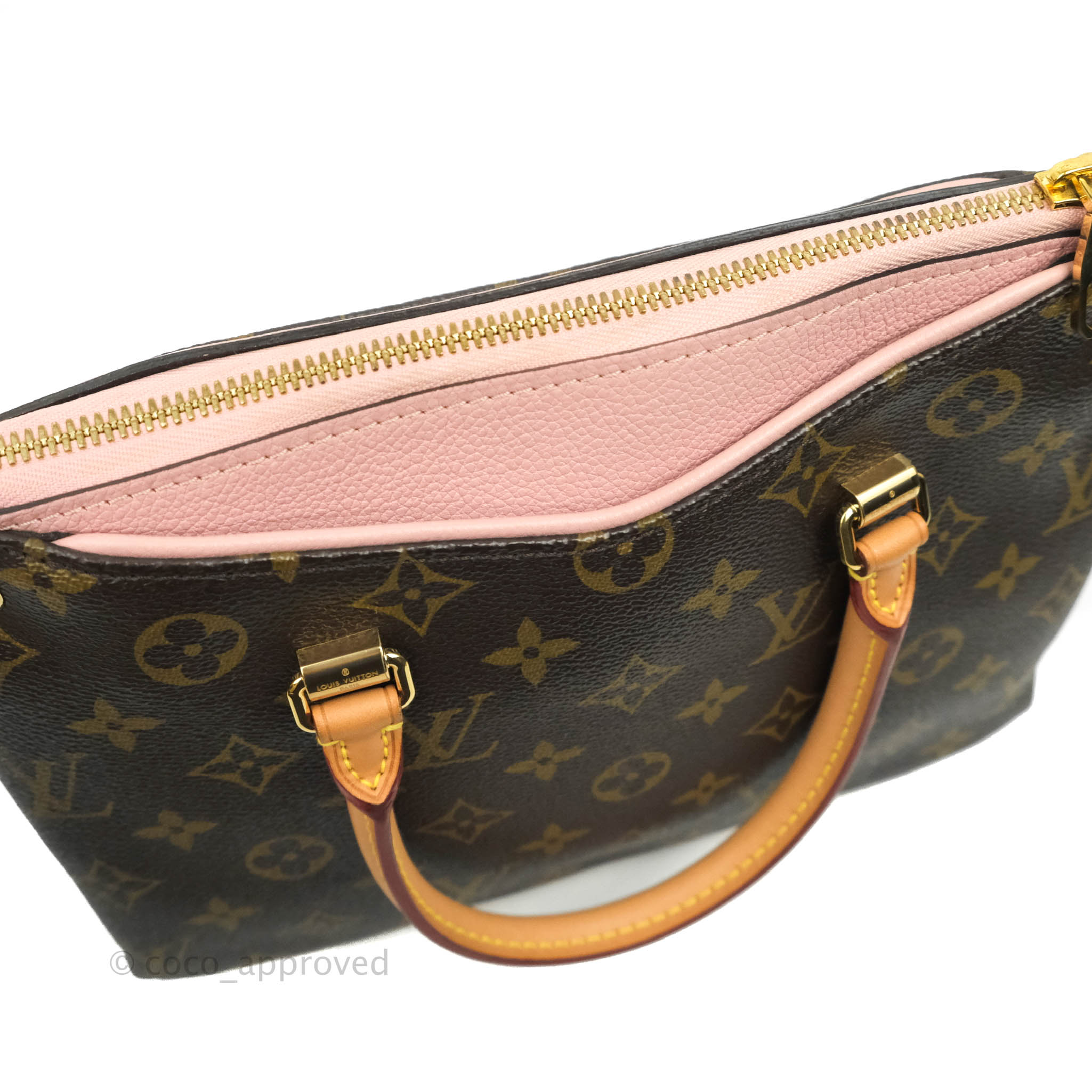LV Pallas BB Pink Monogram Canvas Shoulder Bag With Twilly – Coco Approved  Studio