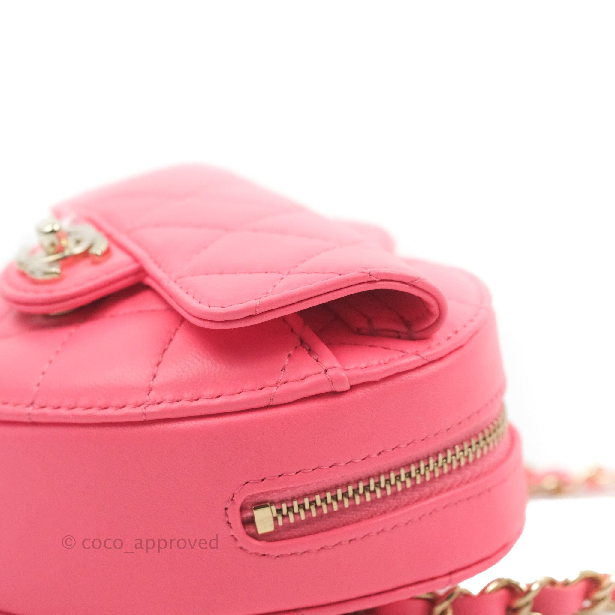 Chanel Mini Heart Belt Bag Pink Lambskin Gold Hardware 22S – Coco Approved  Studio