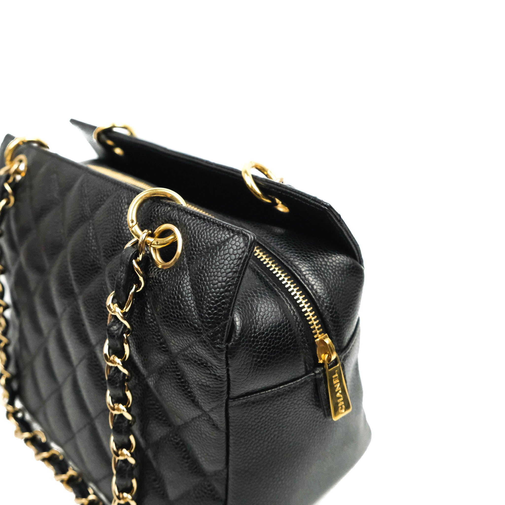 Chanel PTT Petite Timeless Shopping Tote Bag Black Caviar Gold