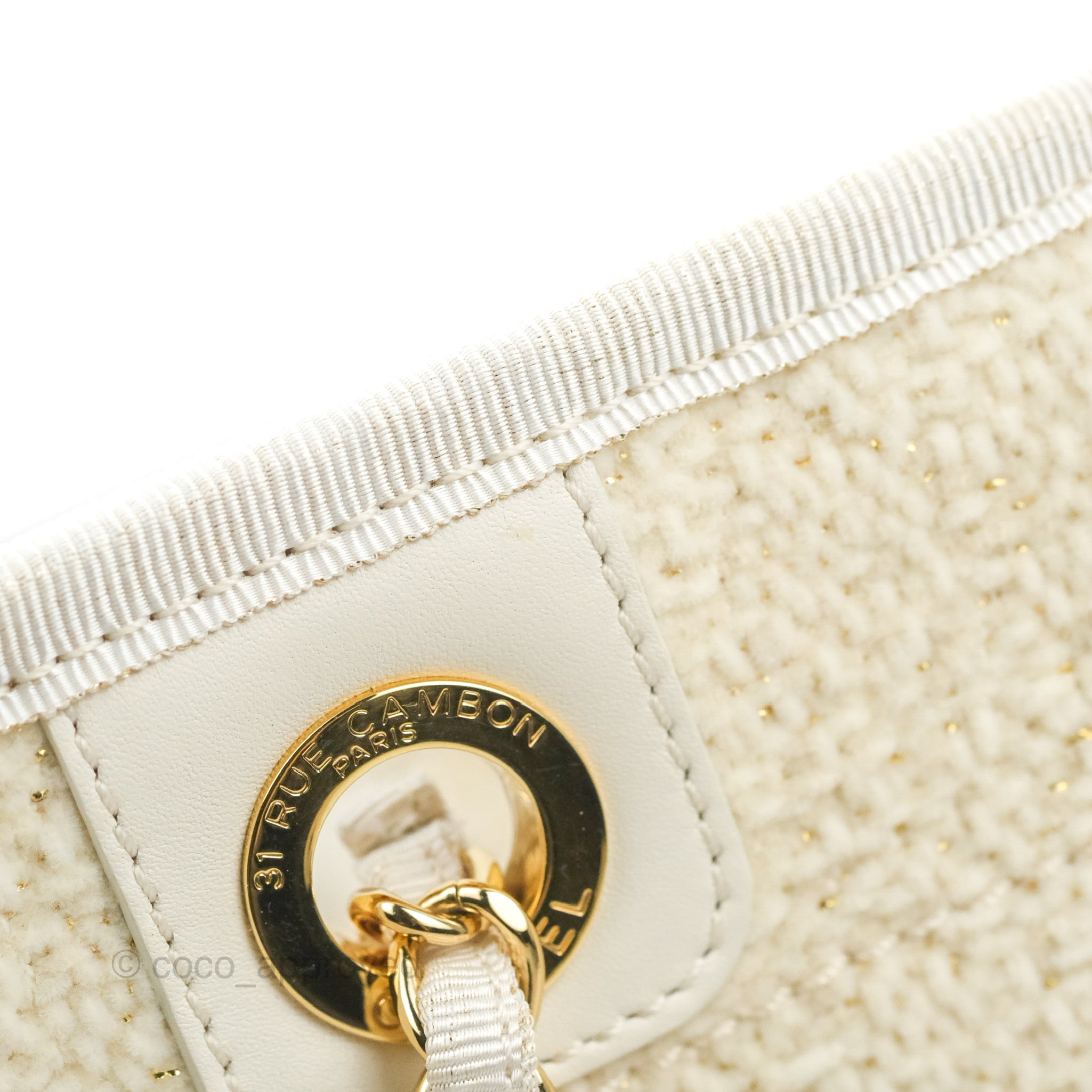Chanel Medium Deauville Tote Ivory Lurex Boucle 19A – Coco