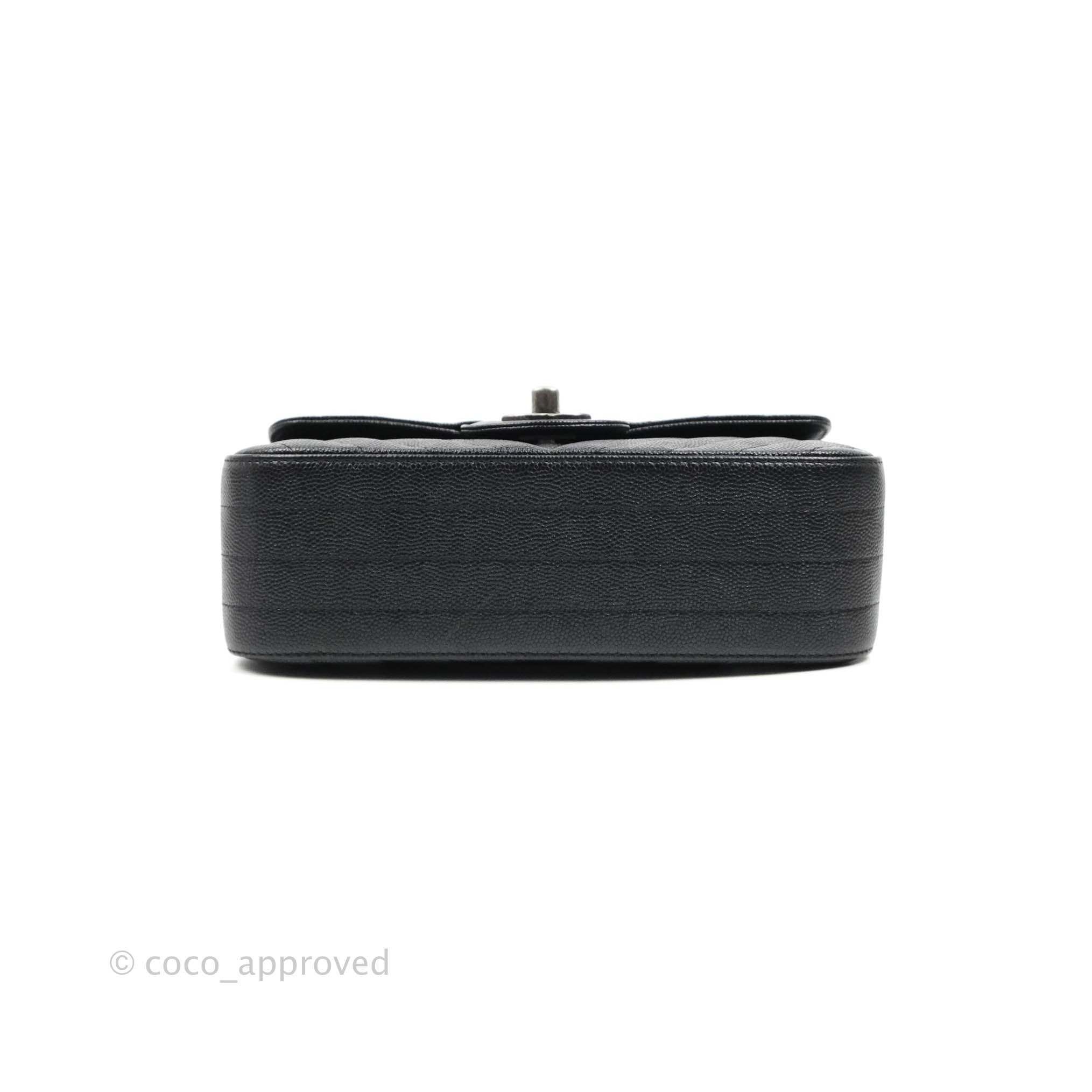 Chanel Chevron Mini Rectangular Flap Iridescent Black Caviar