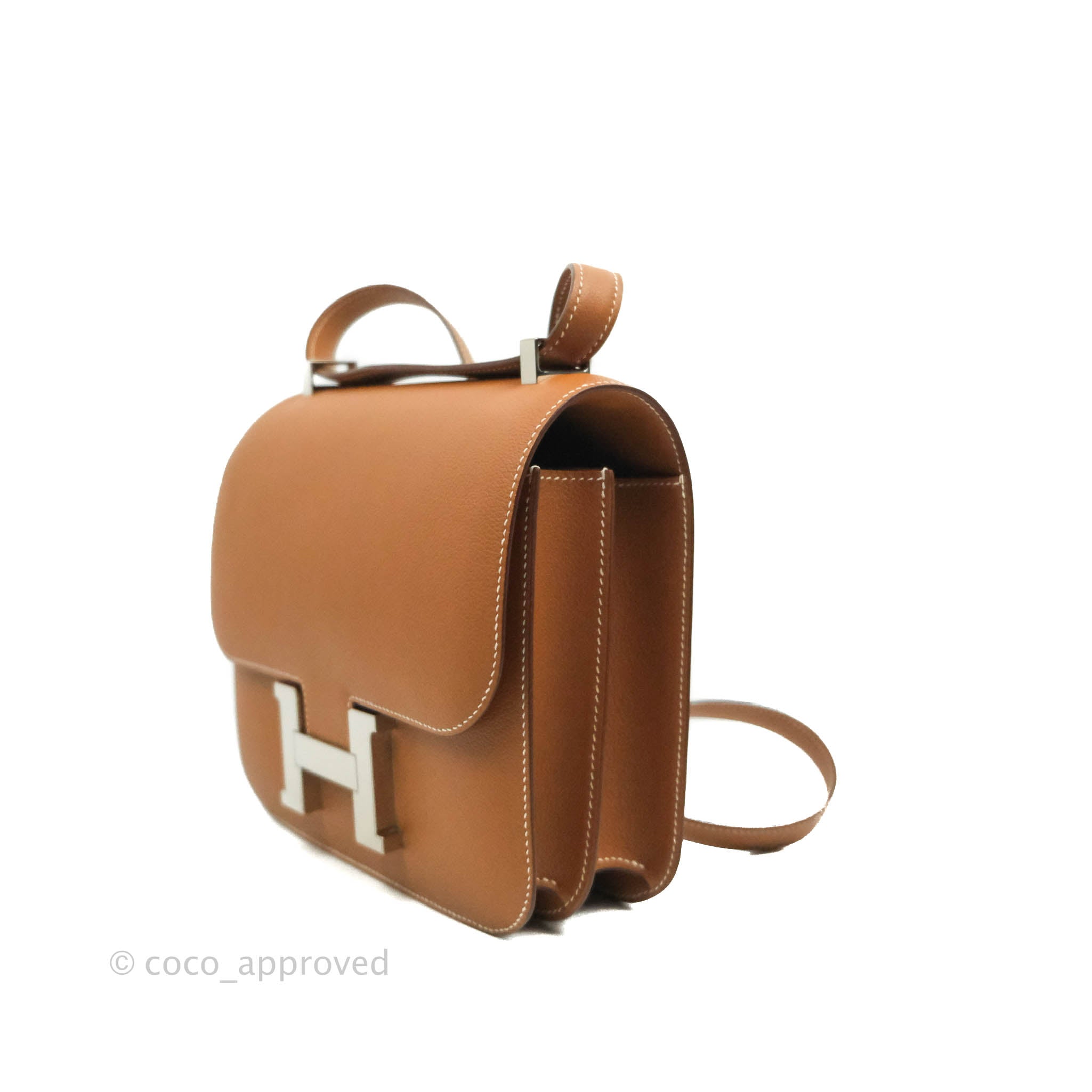 Hermès Gold Constance 24cm of Evercolor Leather with Palladium