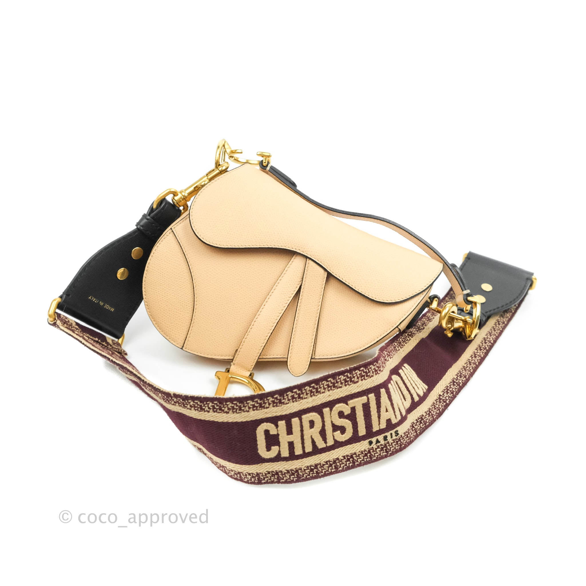 CHRISTIAN DIOR Grained Calfskin Saddle Bag Dark Yellow 790640