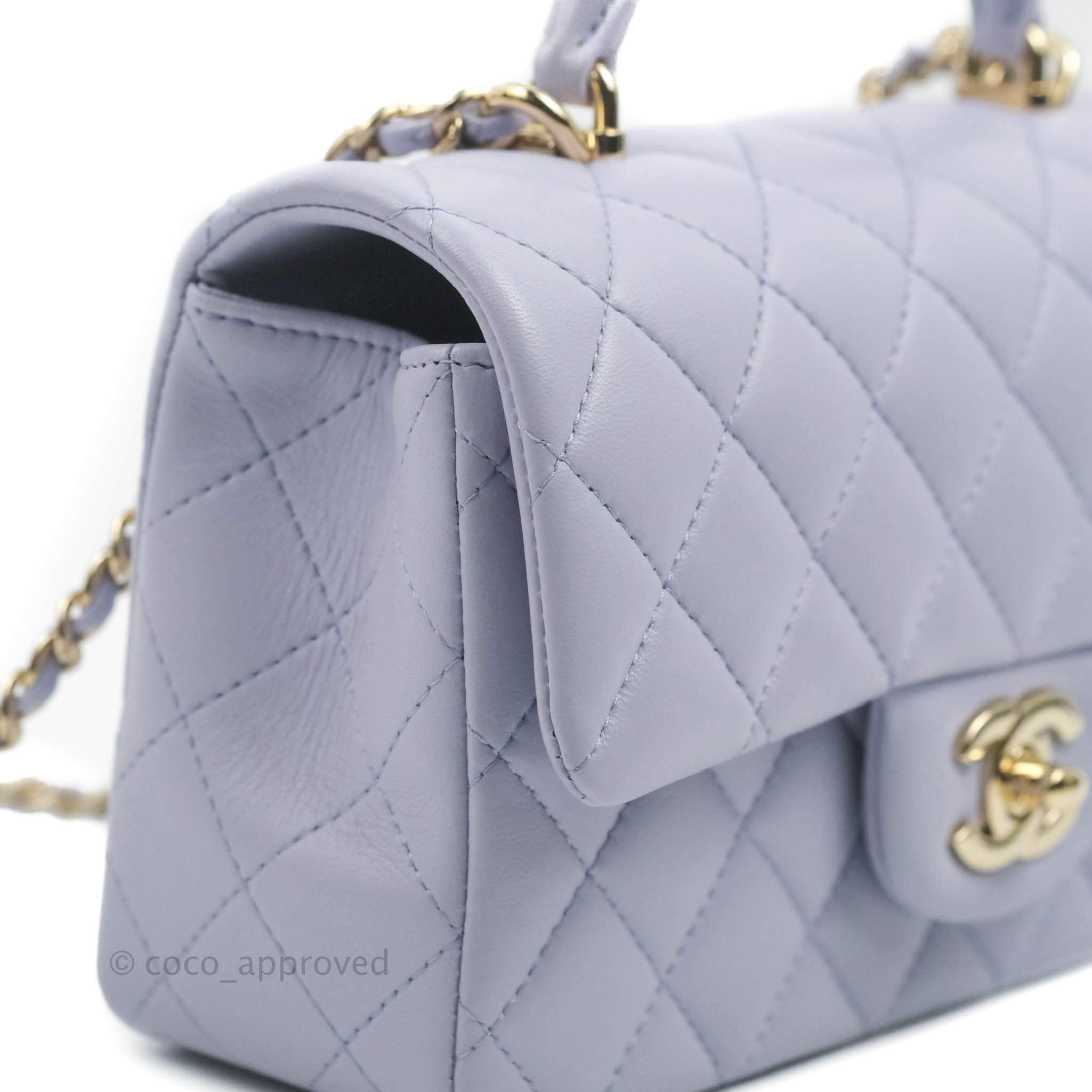 Chanel Top Handle Mini Rectangular Flap Bag Lilac Lambskin Gold Hardwa – Coco  Approved Studio