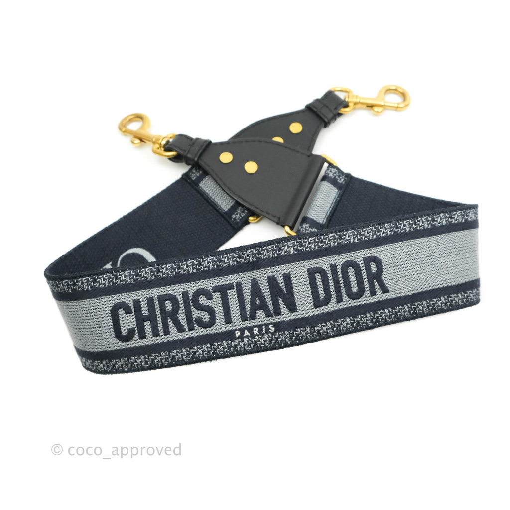 Christian Dior Blue Embroidered Shoulder Strap