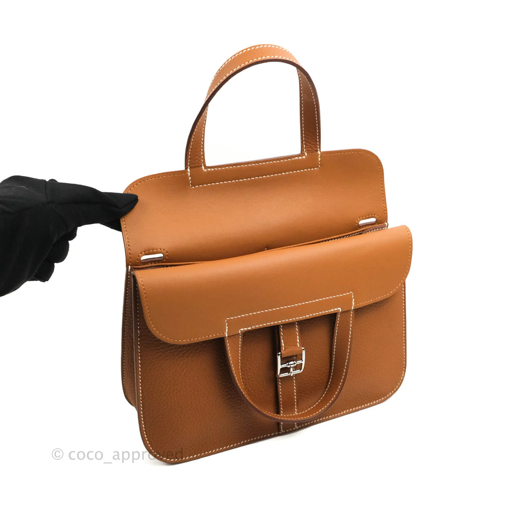 Hermès Halzan 25 Gold Clemence Palladium Hardware