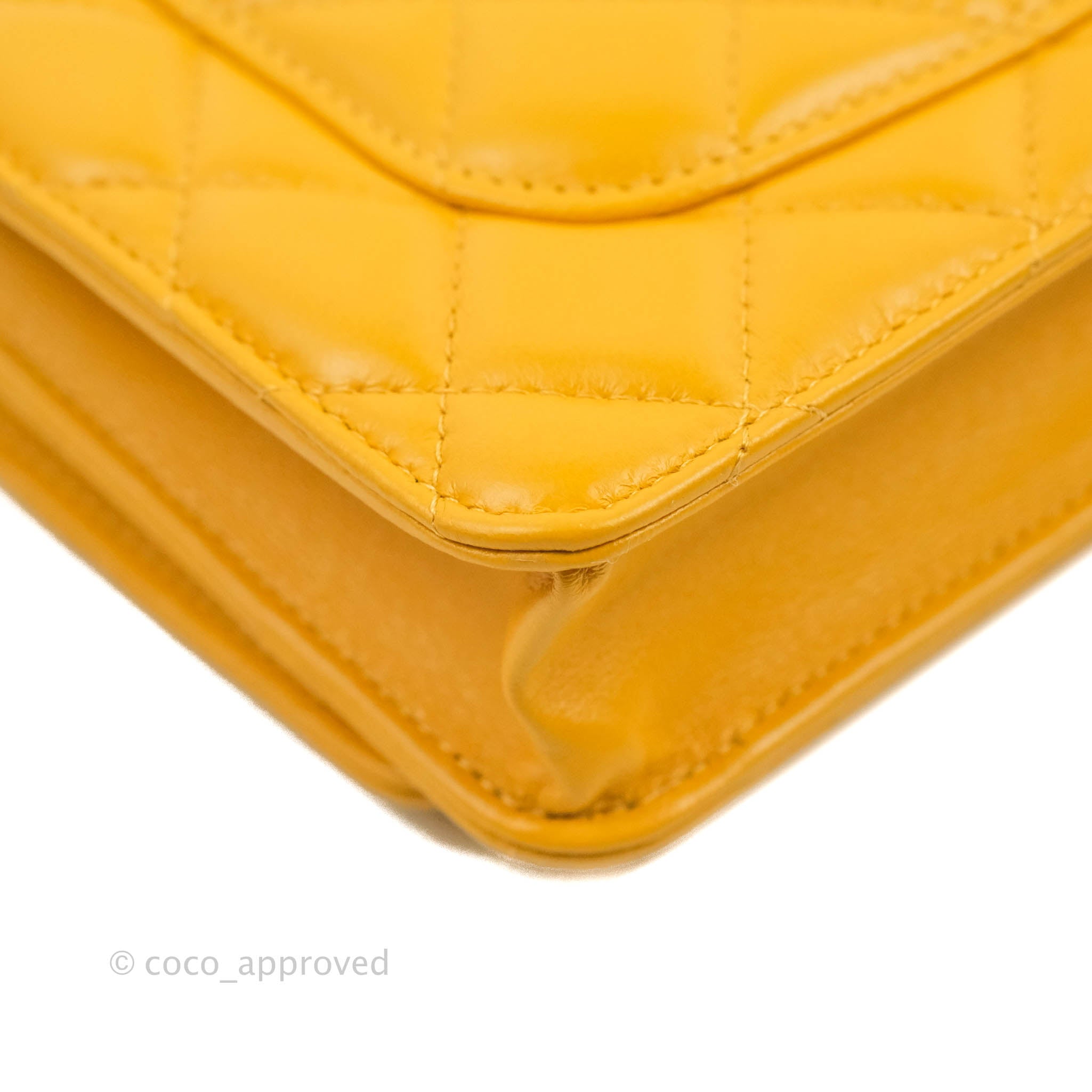 Chanel Yellow Quilted Lambskin Medium Zip-Around Wallet