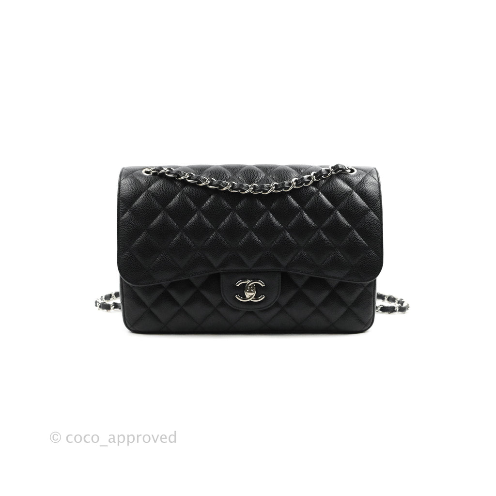 Chanel Jumbo Double Flap Black Caviar Silver Hardware⁣⁣