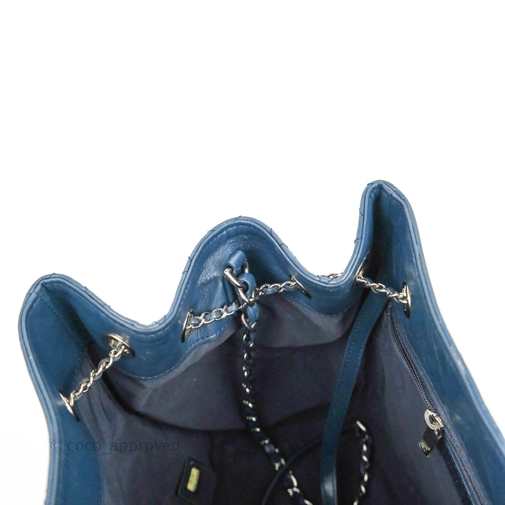 Chanel Drawstring Bucket Bag Dark Blue Aged Calfskin Silver Hardware – Coco  Approved Studio