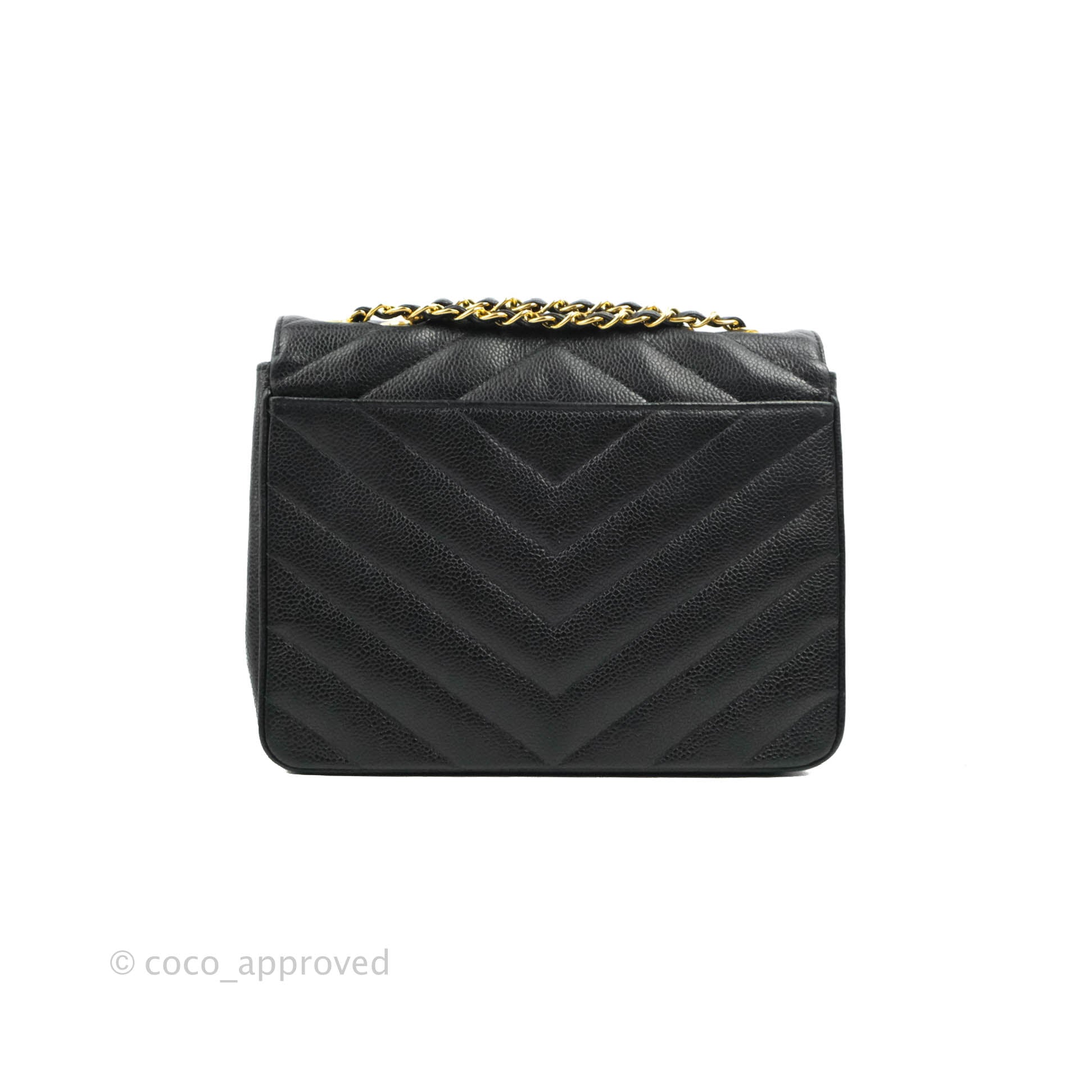 Chanel Black Caviar Chevron Envelope Flap Bag