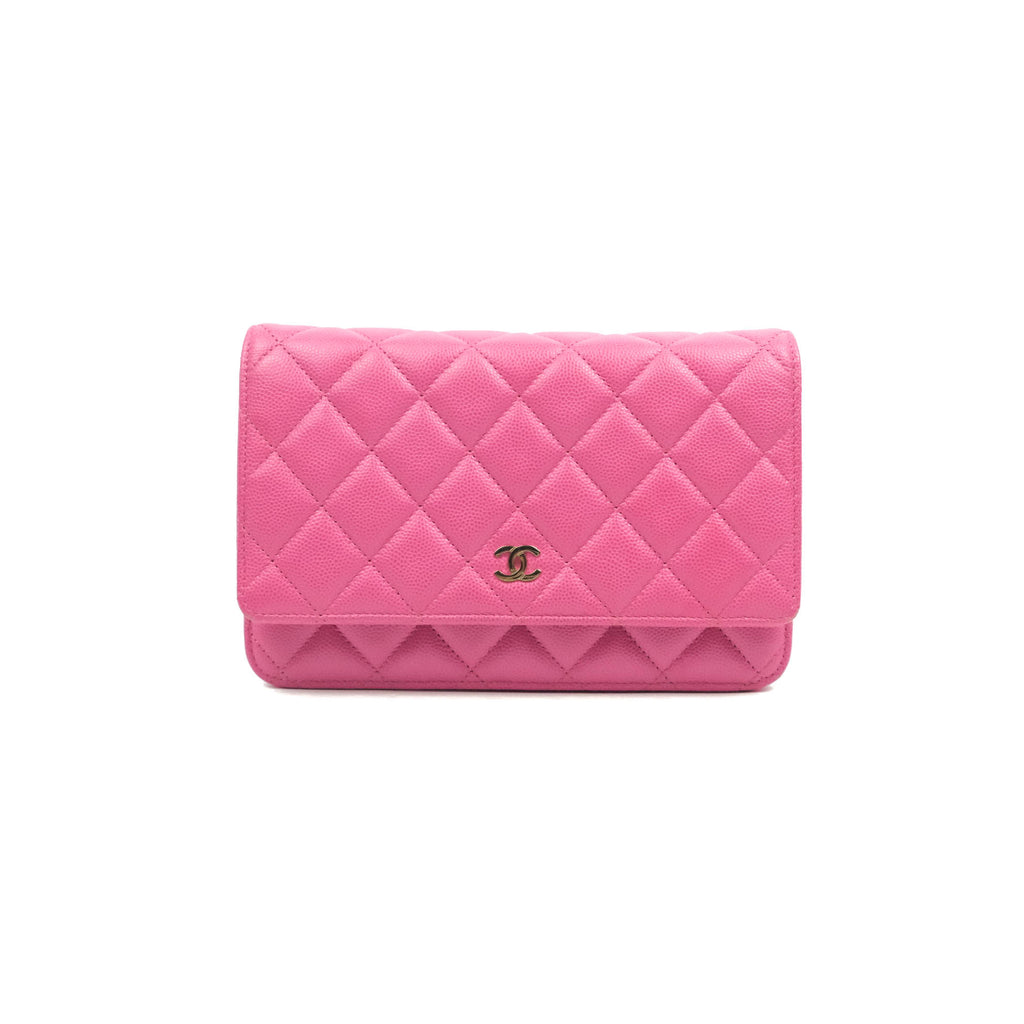 Chanel Quilted Wallet on Chain WOC Pink Caviar Gold Hardware