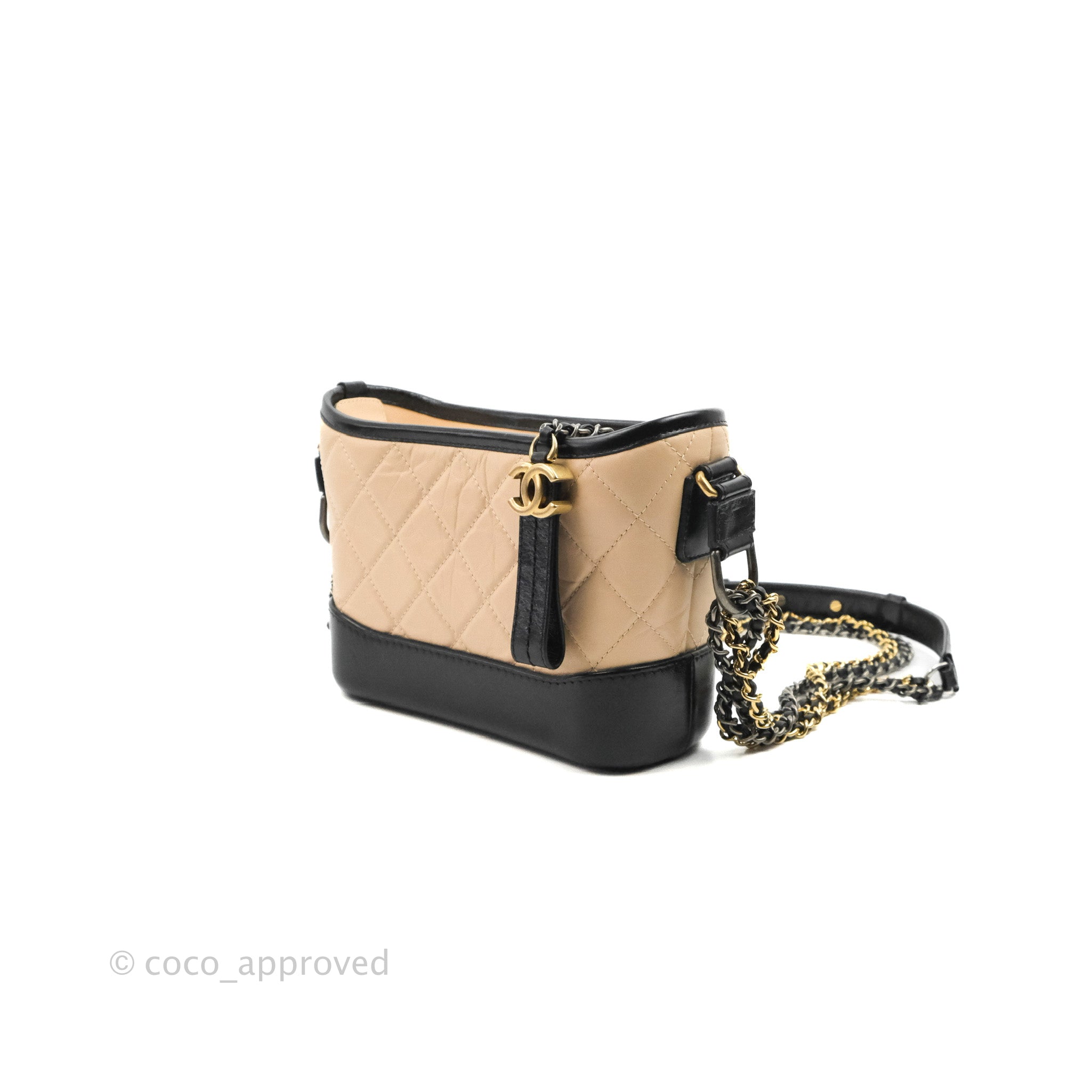 Chanel Beige/Black Quilted Leather Gabrielle Hobo Chanel