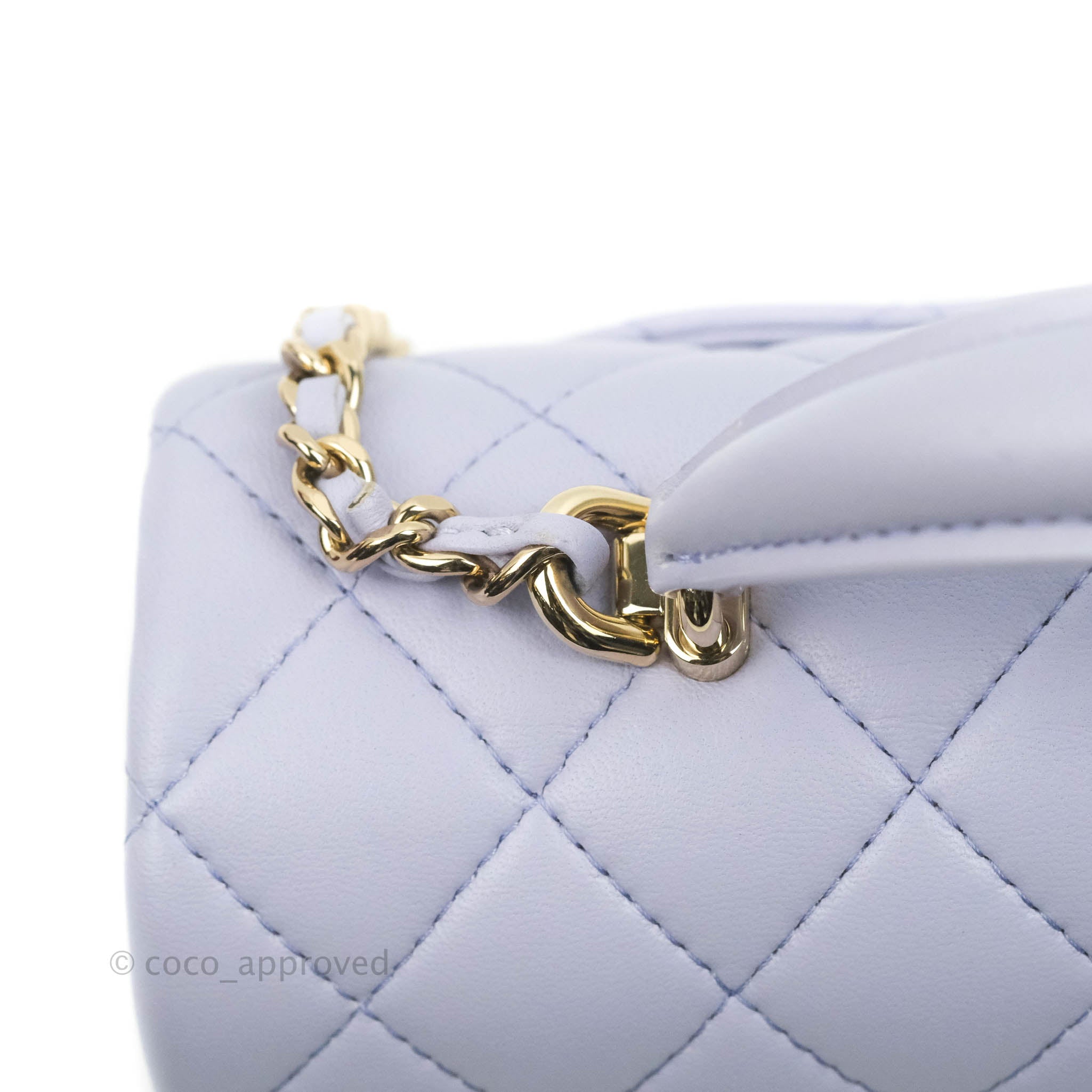 Chanel Blue Lambskin Rectangular Mini Flap Top Handle Light Gold