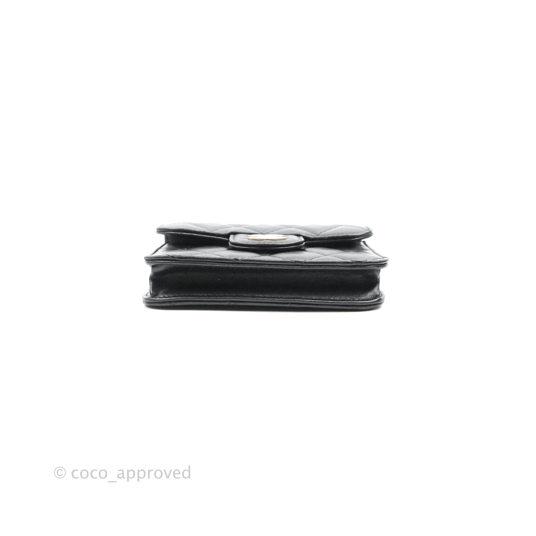 Chanel Black Lambskin Half Flap Coin Purse Micro Q6B0271IK8041