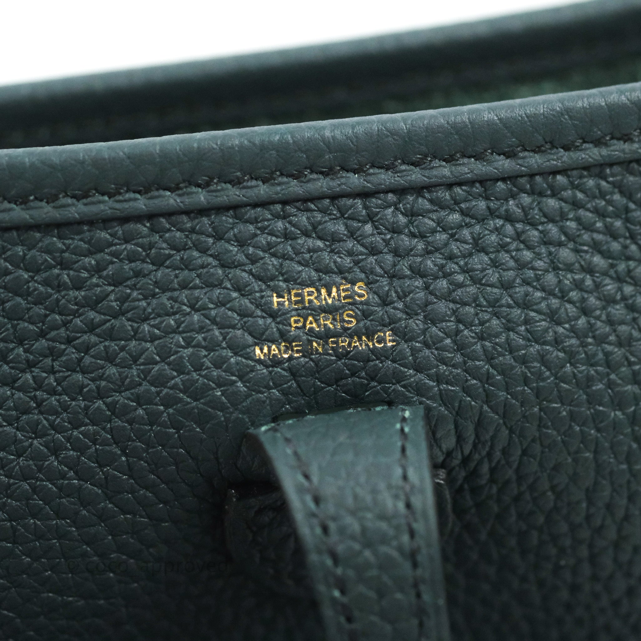 Hermes Bi-Color Vert Fonce/Soleil Courchevel Leather Gold Plated Evelyne GM  I Bag - Yoogi's Closet