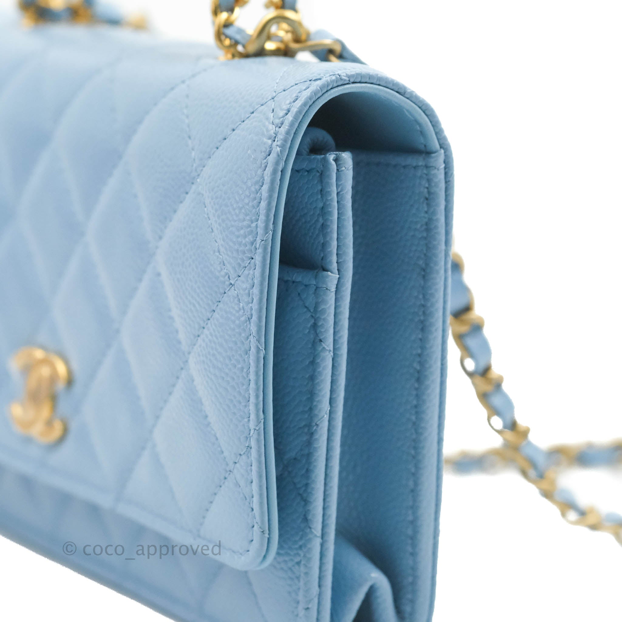 Chanel Quilted Top Handle Wallet on Chain Blue Caviar  ＬＯＶＥＬＯＴＳＬＵＸＵＲＹ