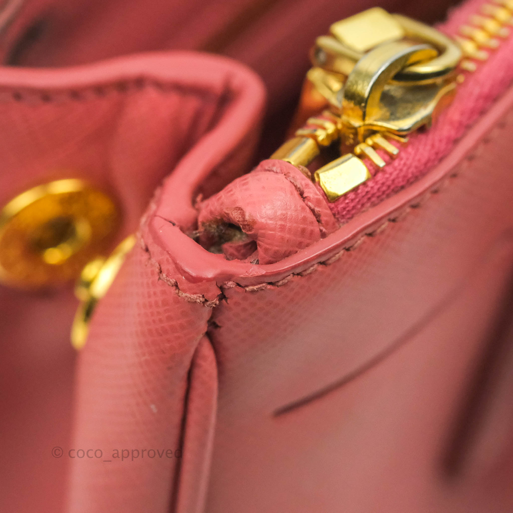 PRADA Galleria Large Double Zip Saffiano Leather Tote Bag Pink