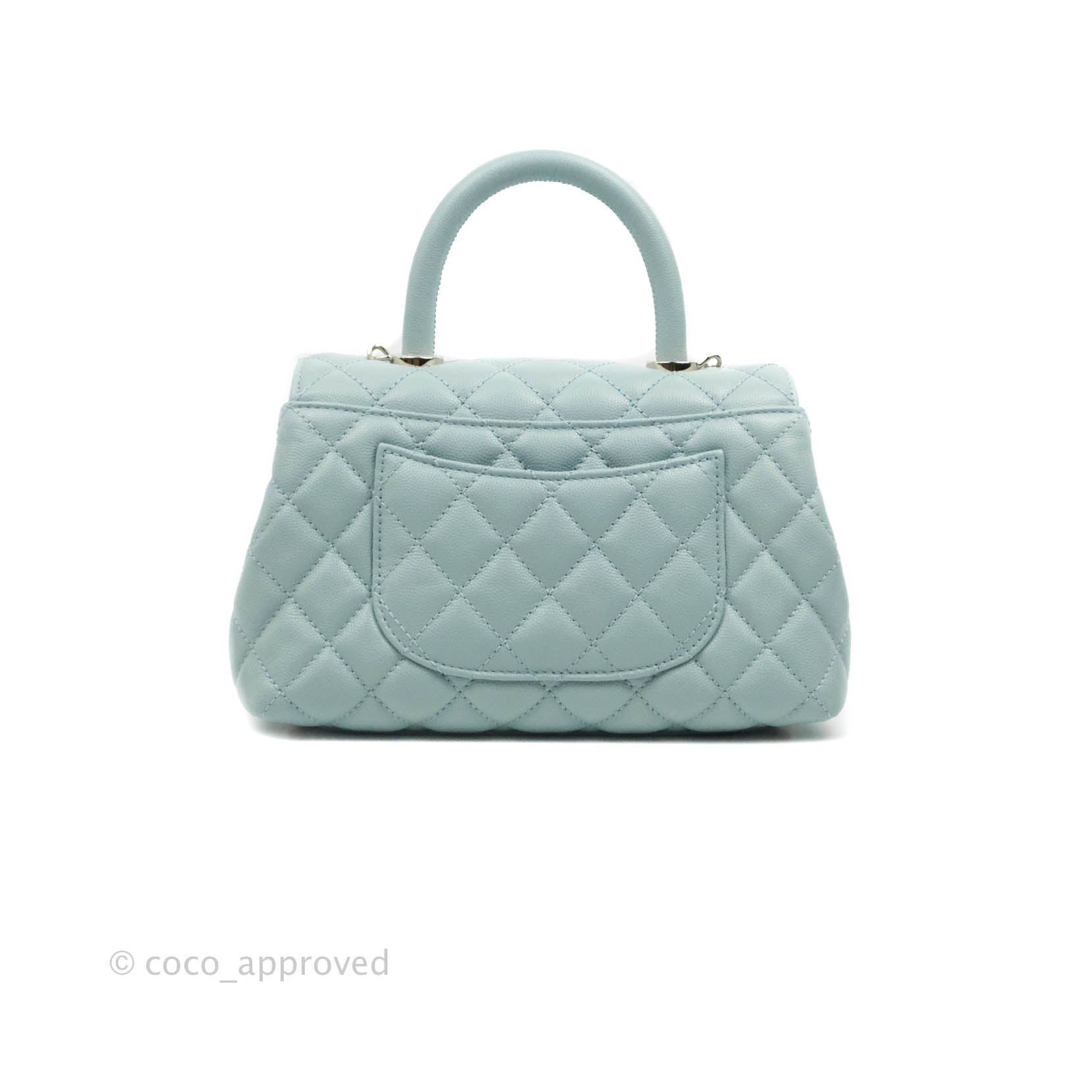 Chanel Small Coco Handle Quilted Light Blue Caviar Gold Hardware
