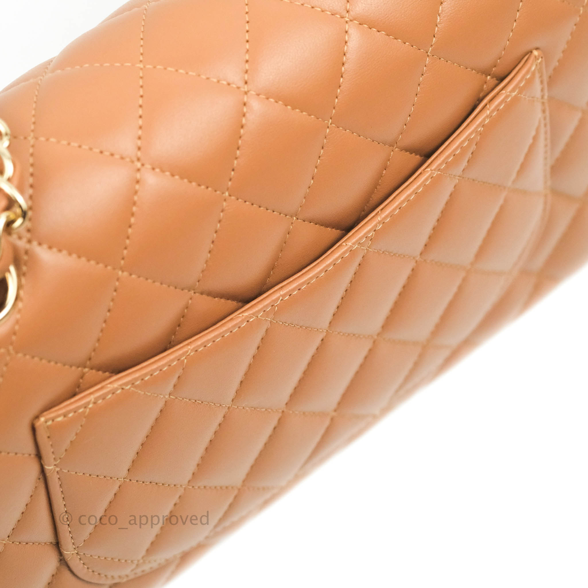 Chanel Classic Small S/M Flap Dark Beige Caramel Lambskin Gold Hardwar –  Coco Approved Studio