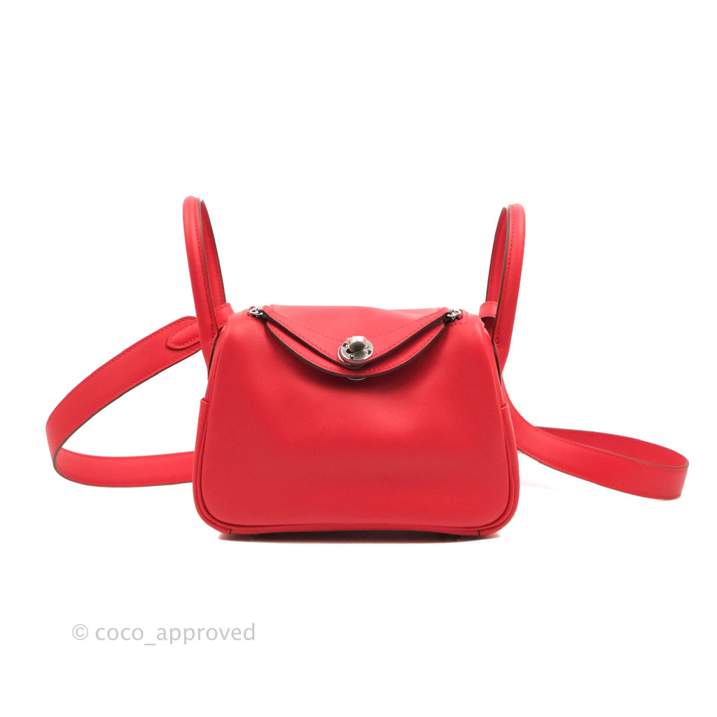 Hermès Mini Lindy 20 Red Swift Palladium Hardware