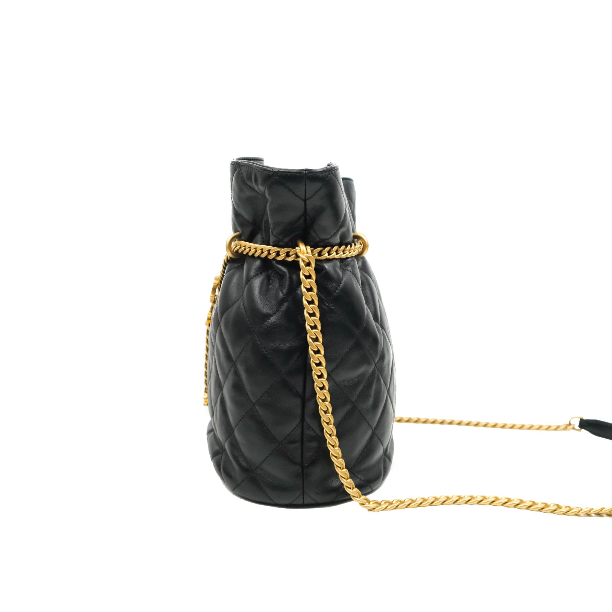Chanel Enamel CC Bucket Bag Black Lambskin Gold Hardware 22S – Coco  Approved Studio