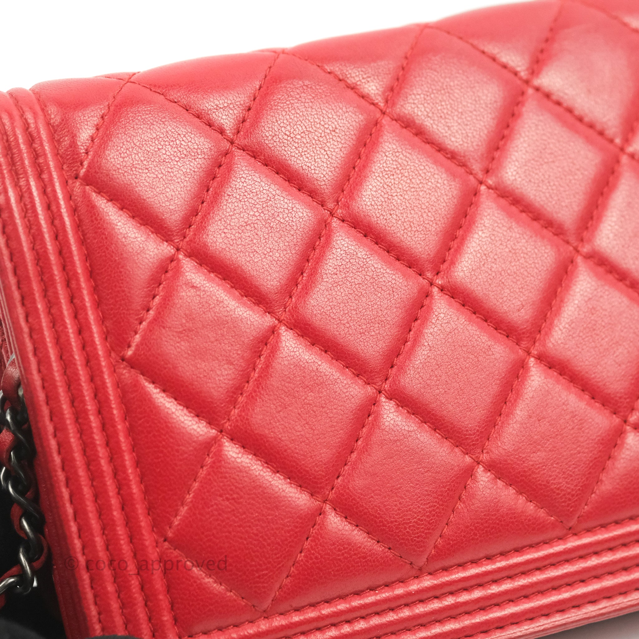 Chanel Boy Wallet on Chain WOC Red Lambskin Ruthenium Hardware
