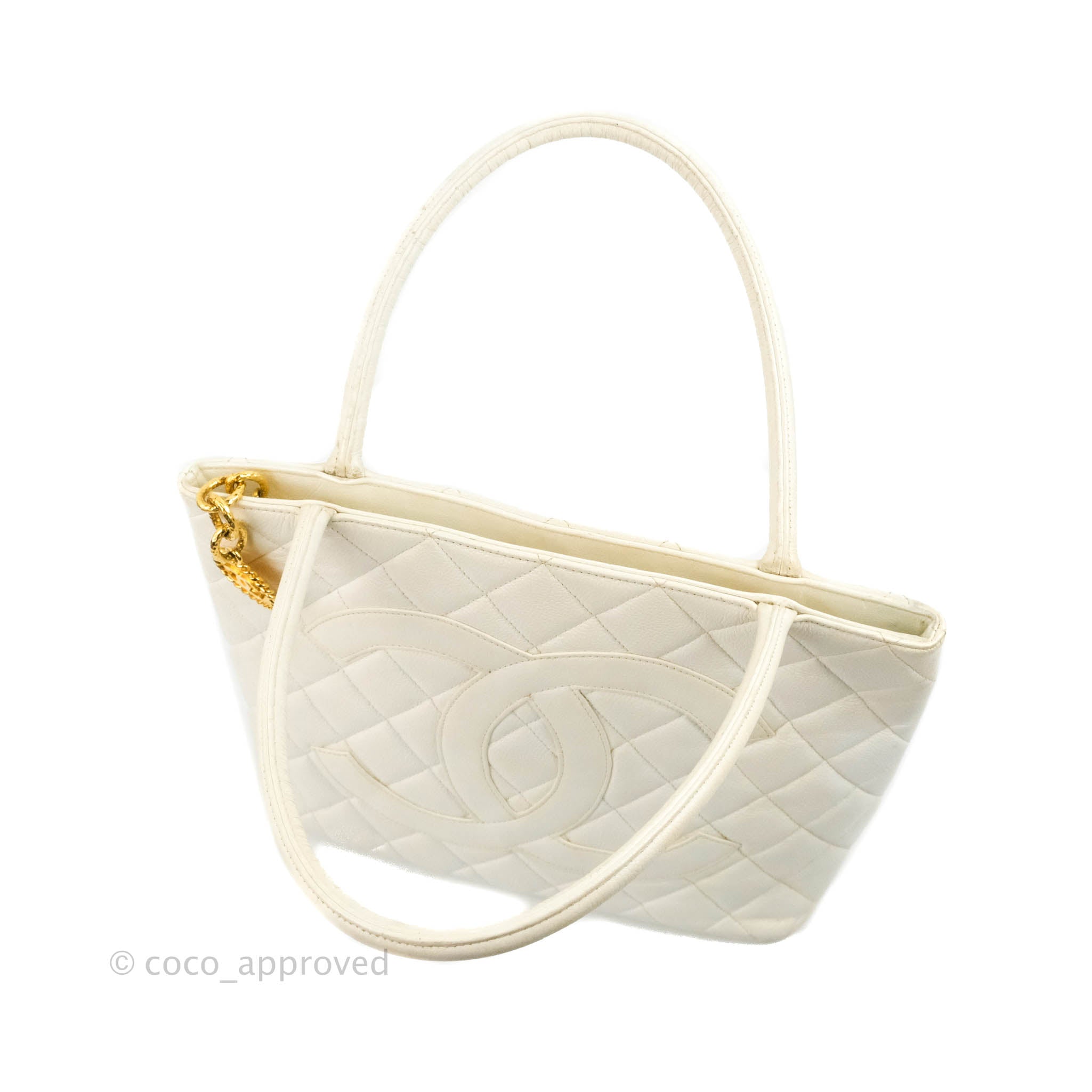 CHANEL Caviar Quilted Medallion Tote White 180322