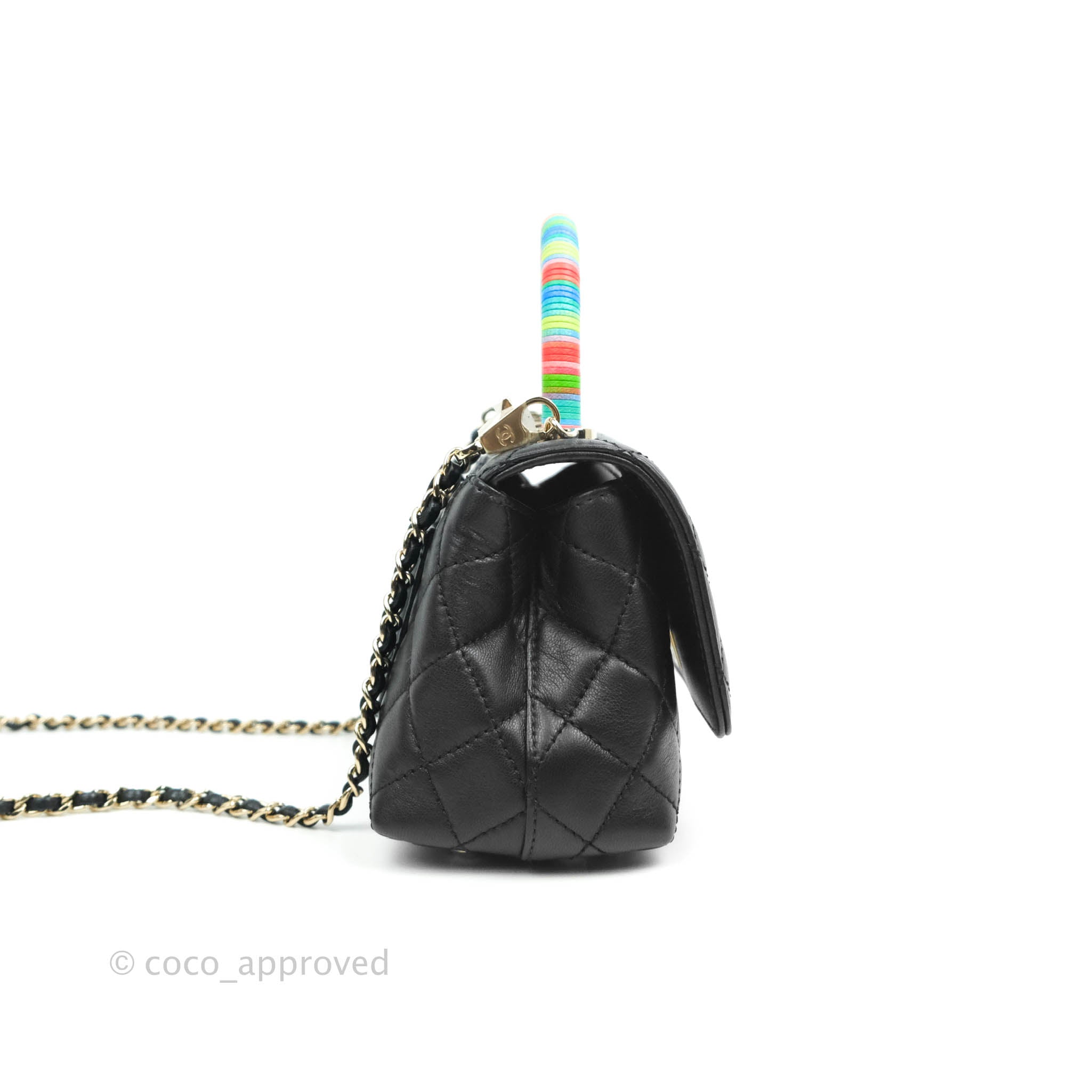 Chanel Black Quilted Chèvre Extra Mini Rainbow Coco Handle Flap Gold  Hardware, 2021 Available For Immediate Sale At Sotheby's