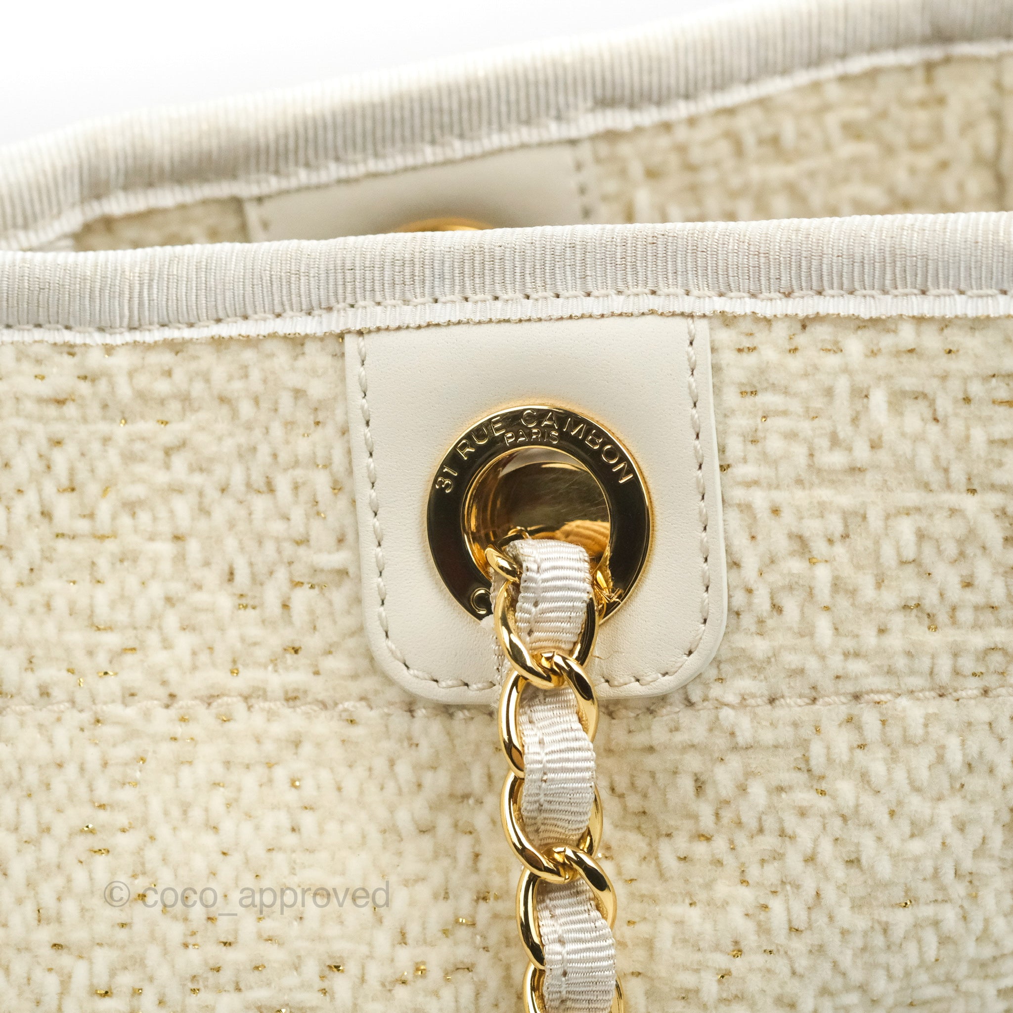 Small White Boucle and Lurex Deauville Tote