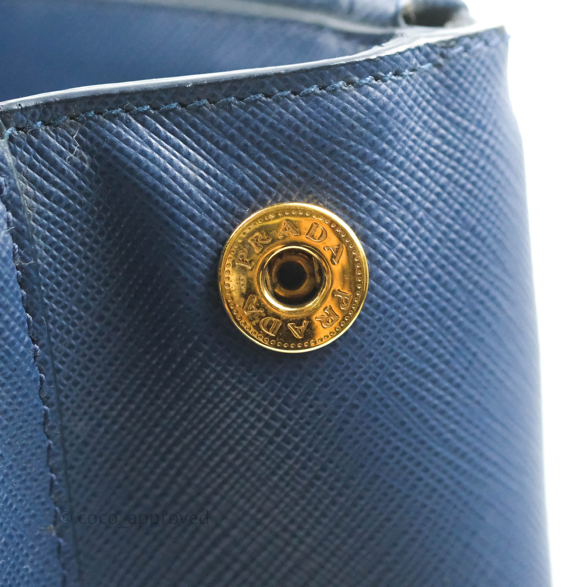 Prada Double Zip Lux Saffiano Dark Blue Large Tote Bag – Coco
