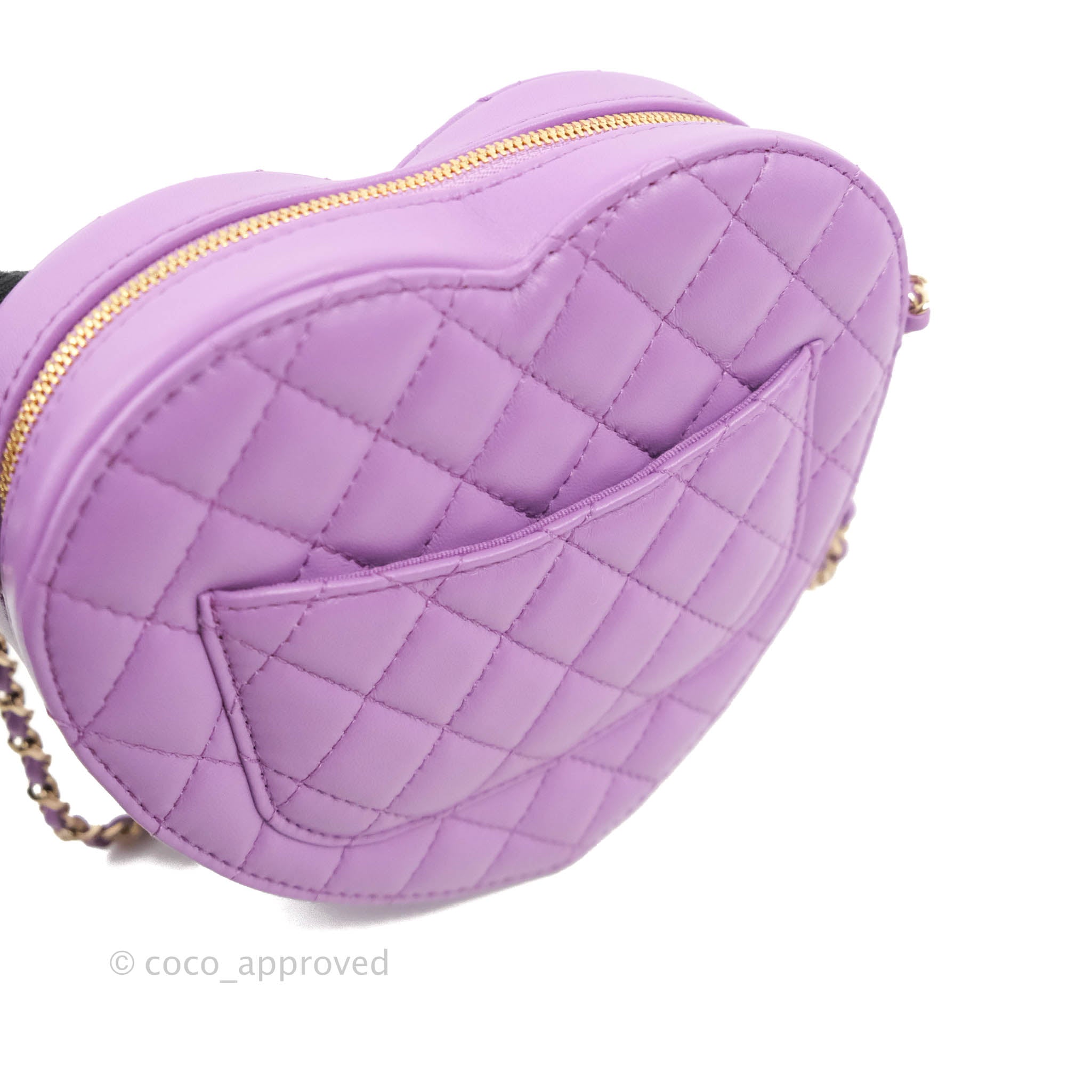 Chanel Large Heart Bag Purple Lambskin Gold Hardware 22S – Coco Approved  Studio