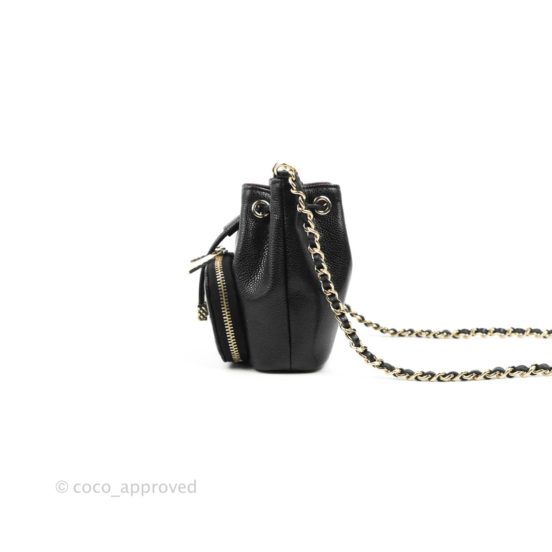 Chanel Mini Bucket with Chain Black Caviar Gold Hardware 22B – Coco  Approved Studio