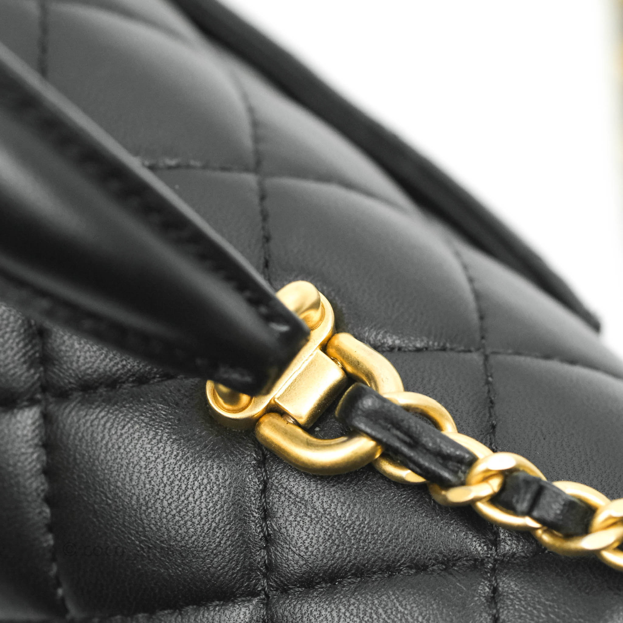 CHANEL - Mini Flap Bag with Top Handle Crumpled Lambskin & Gold