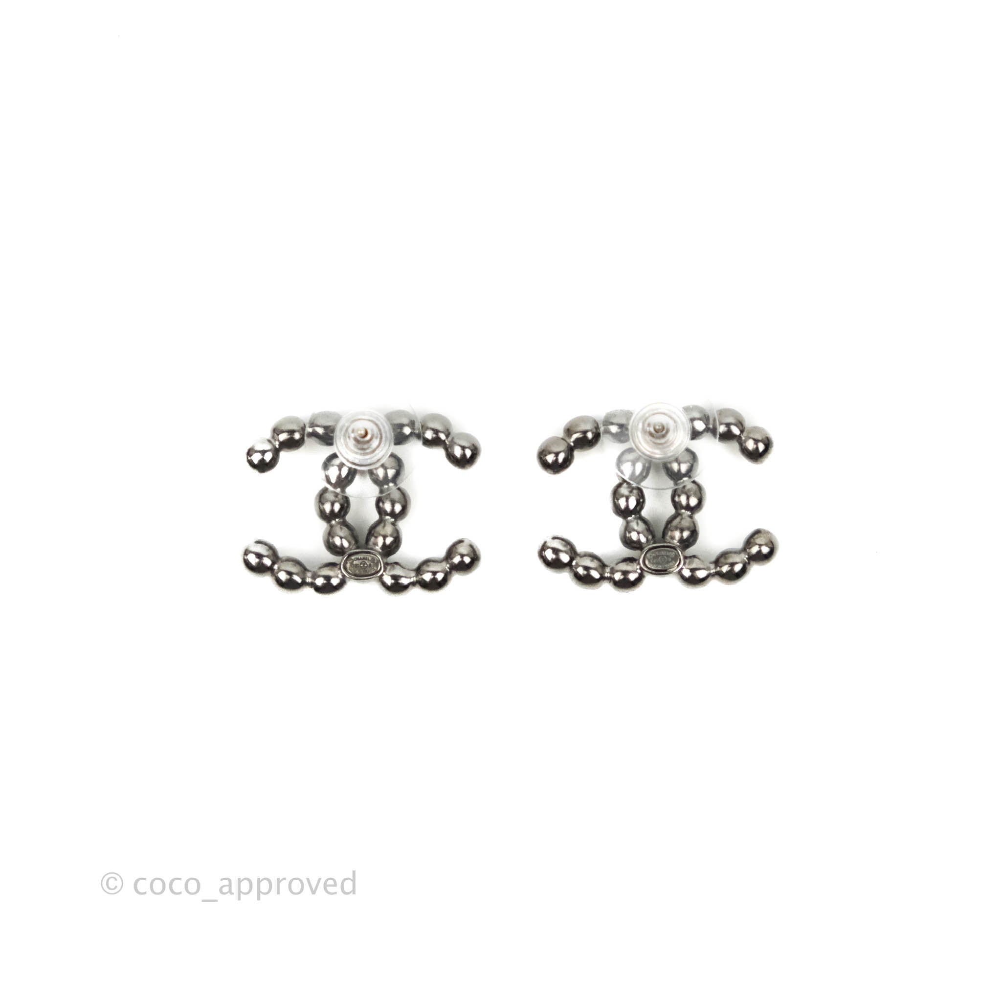 Chanel CC Crystal Earrings Gun Metal 22S – Coco Approved Studio