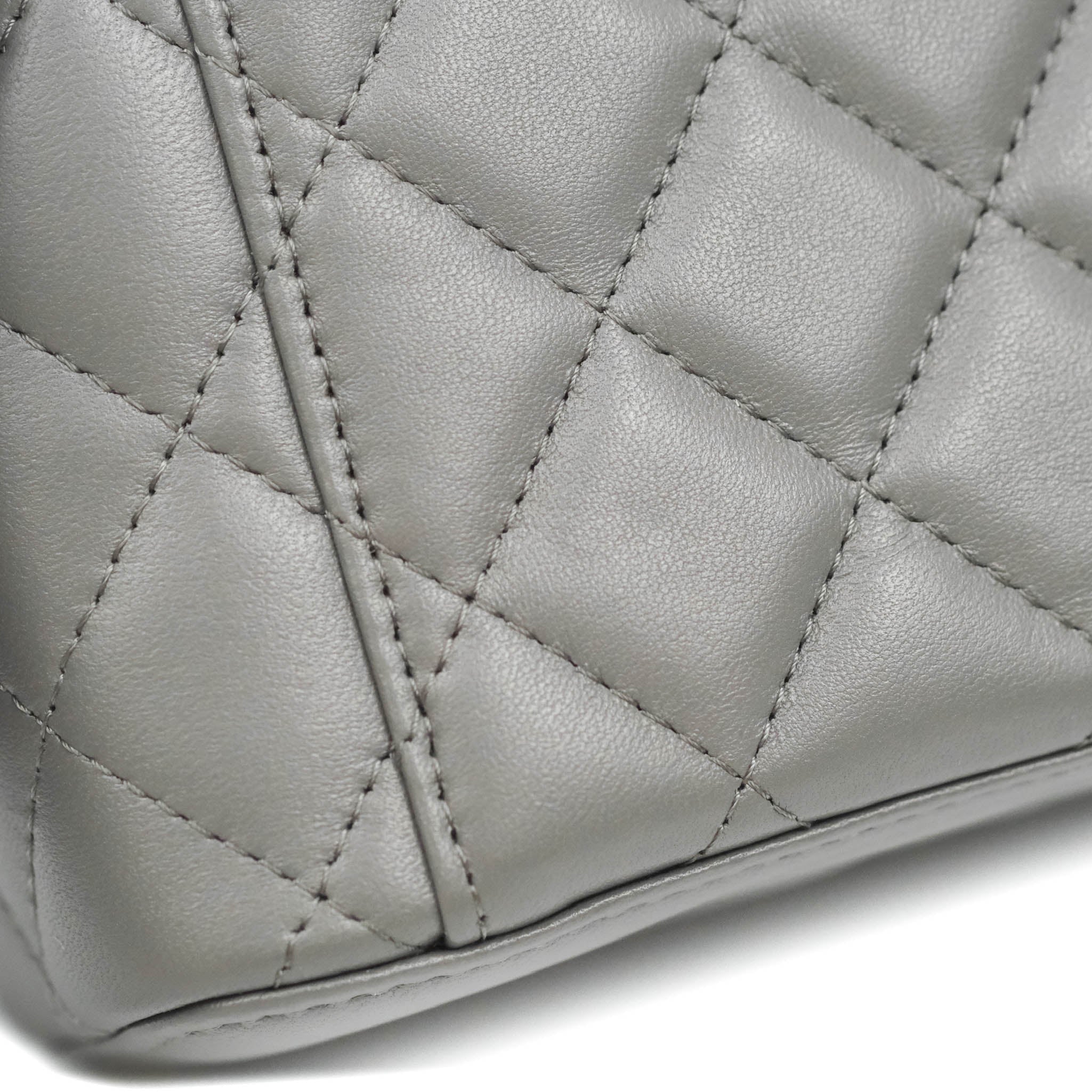 Chanel Vanity Rectangular Top Handle Grey Lambskin Gold Hardware – Coco  Approved Studio