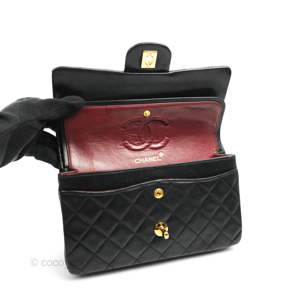 Chanel Classic Vintage Small S/M Flap Black Lambskin 24K Gold Hardware