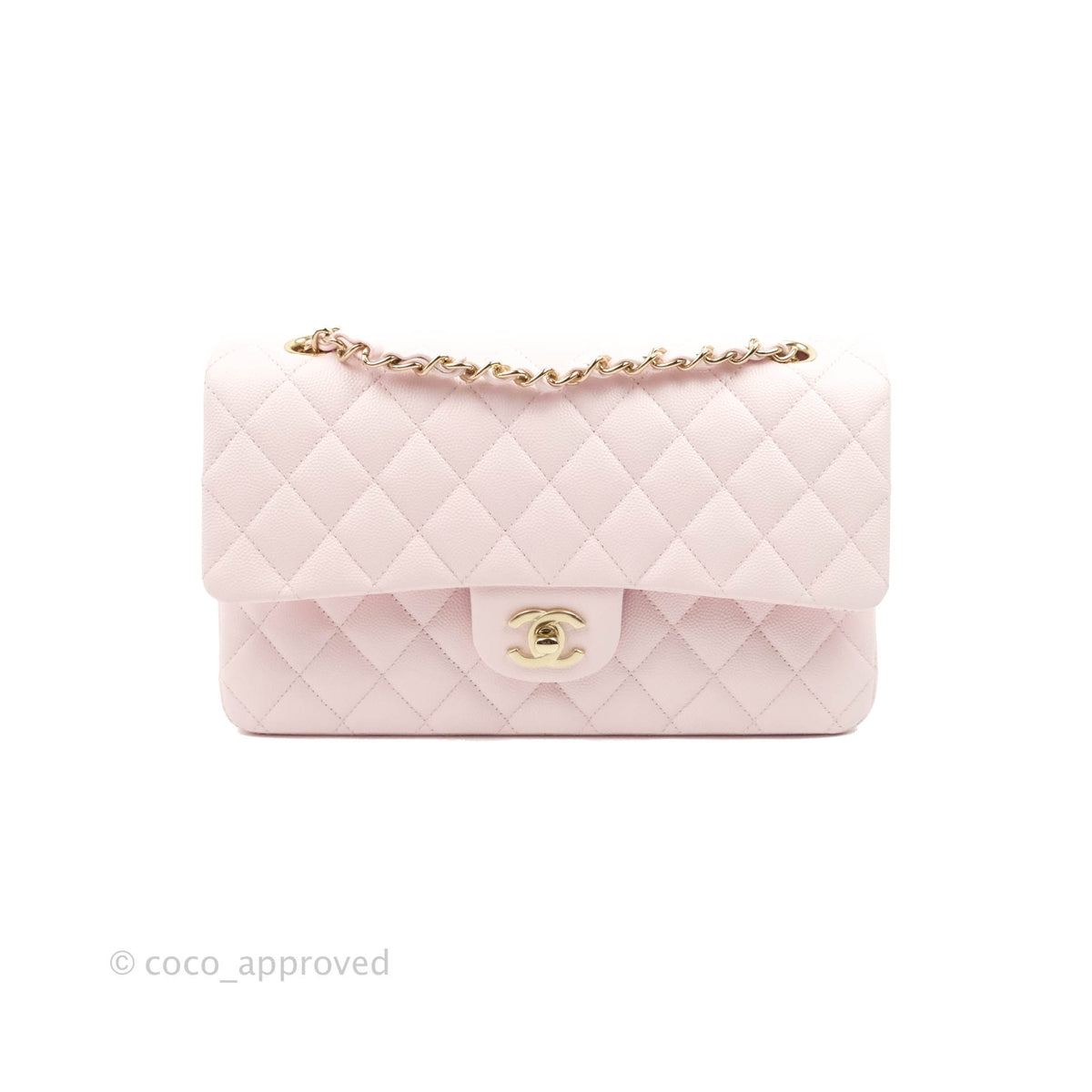 Chanel Classic M/L Medium Flap Quilted Pink Caviar Gold