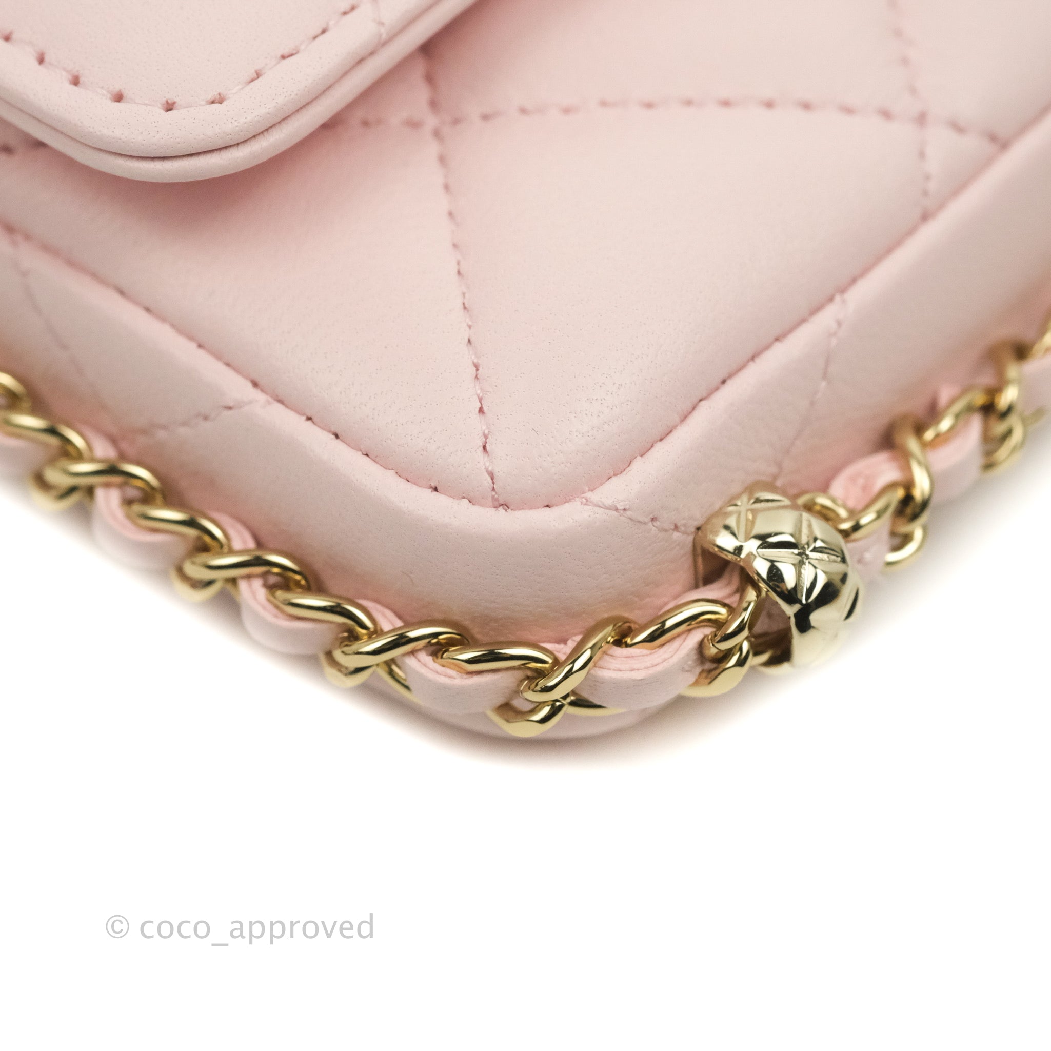 Chanel Quilted Chain Infinity Handle Bag Pink Lambskin Aged Gold Hardw –  Coco Approved Studio