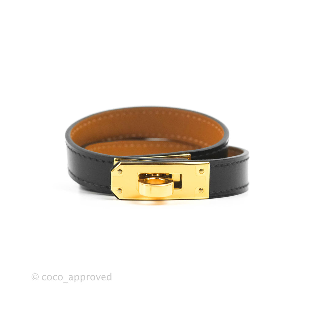 Hermès Kelly Double Tour Swift Bracelet in Black Gold Hardware