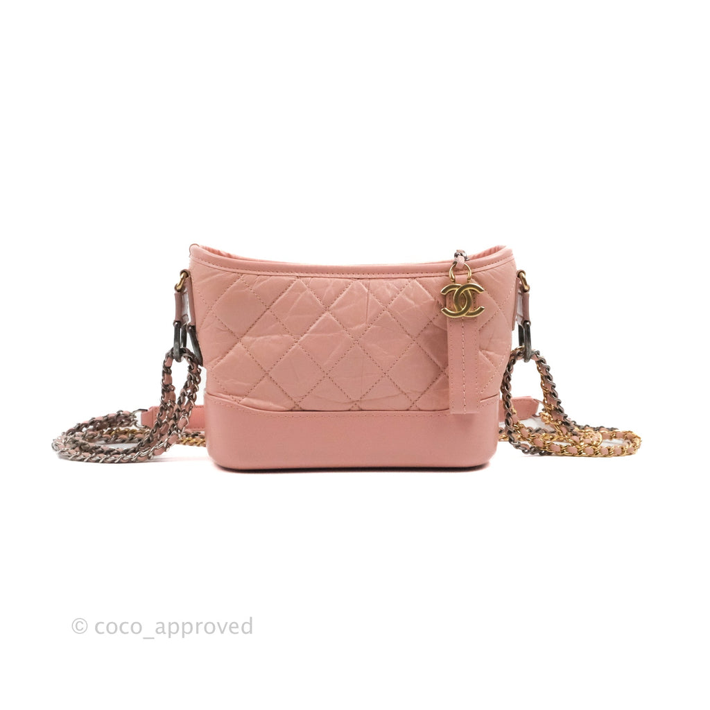 Chanel Quilted Small Gabrielle Hobo Pink Aged Calfskin