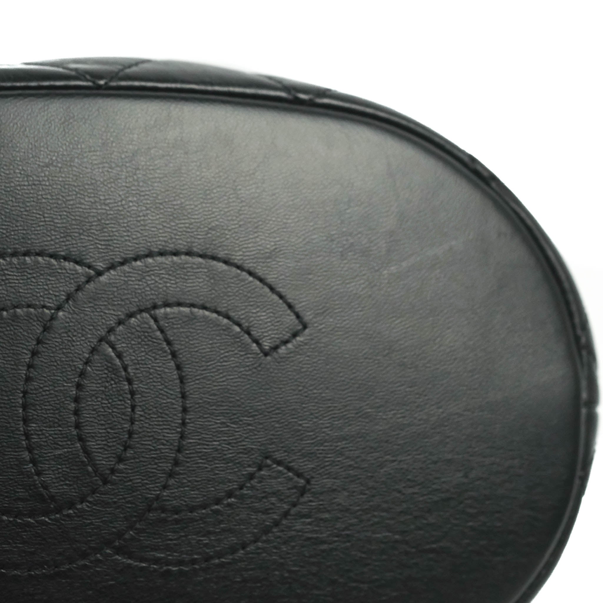 Chanel Enamel CC Bucket Bag Black Lambskin Gold Hardware 22S