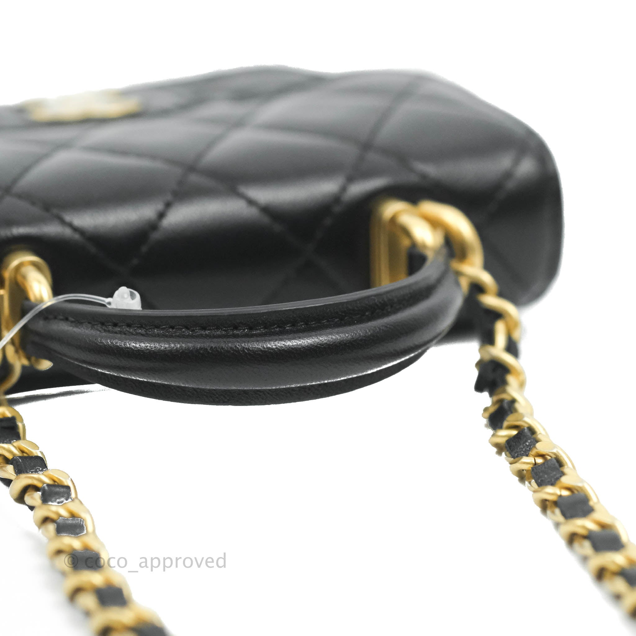 Chanel Flap Coin Purse With Chain Black Lambskin Aged Gold Hardware – Coco  Approved Studio