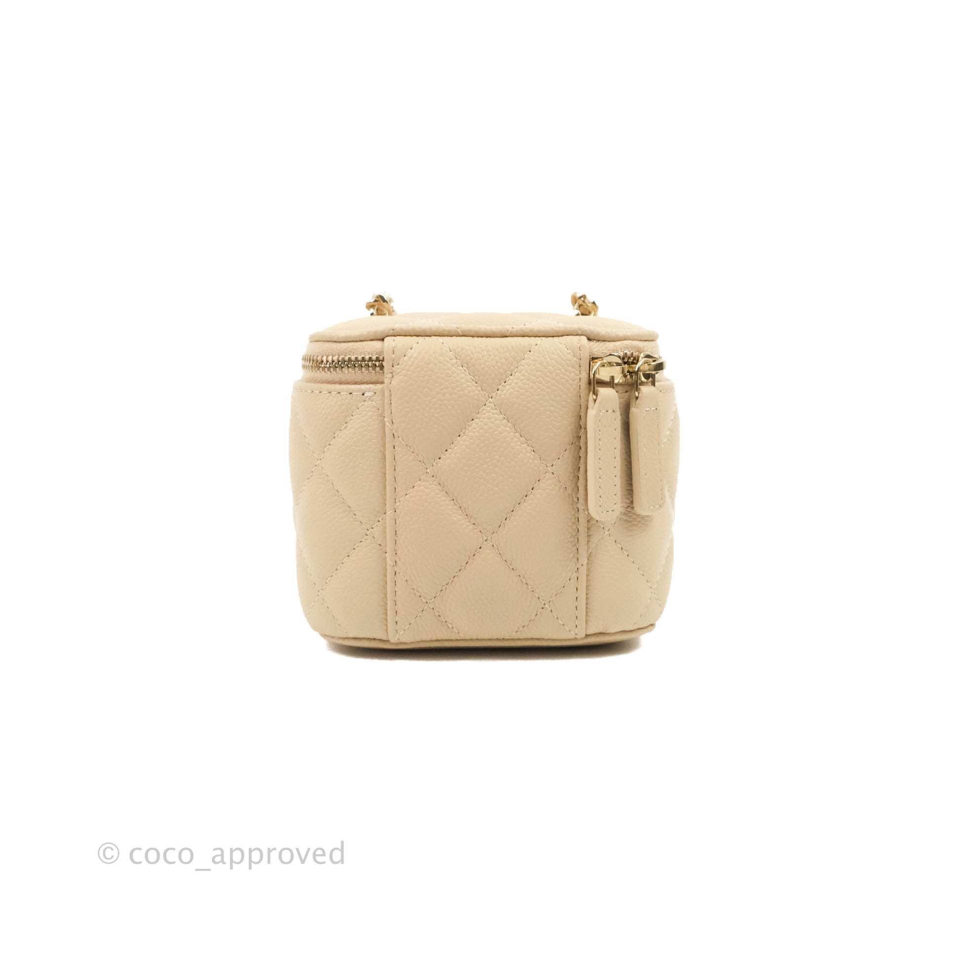 Chanel Classic Mini Vanity With CC Chain Light Beige Caviar Gold Hardw –  Coco Approved Studio