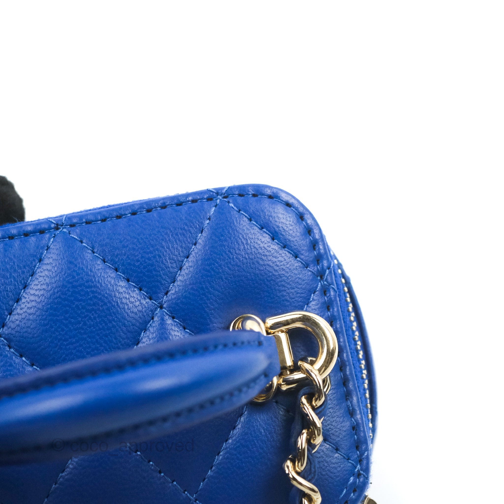Chanel Lambskin Quilted Mini Coco Boy Camera Bag Blue