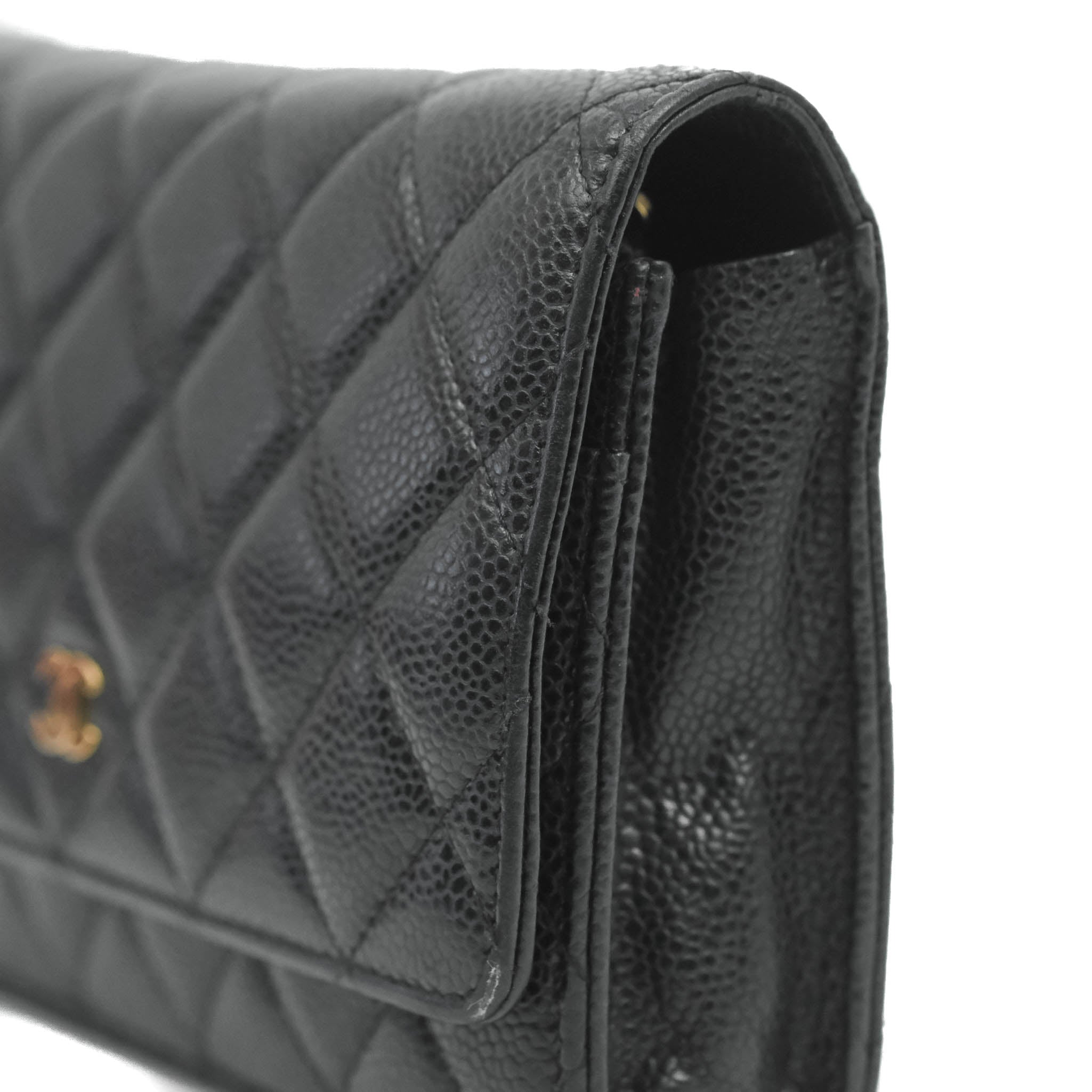 CHANEL Caviar Quilted Square Wallet On Chain WOC Black 1286843