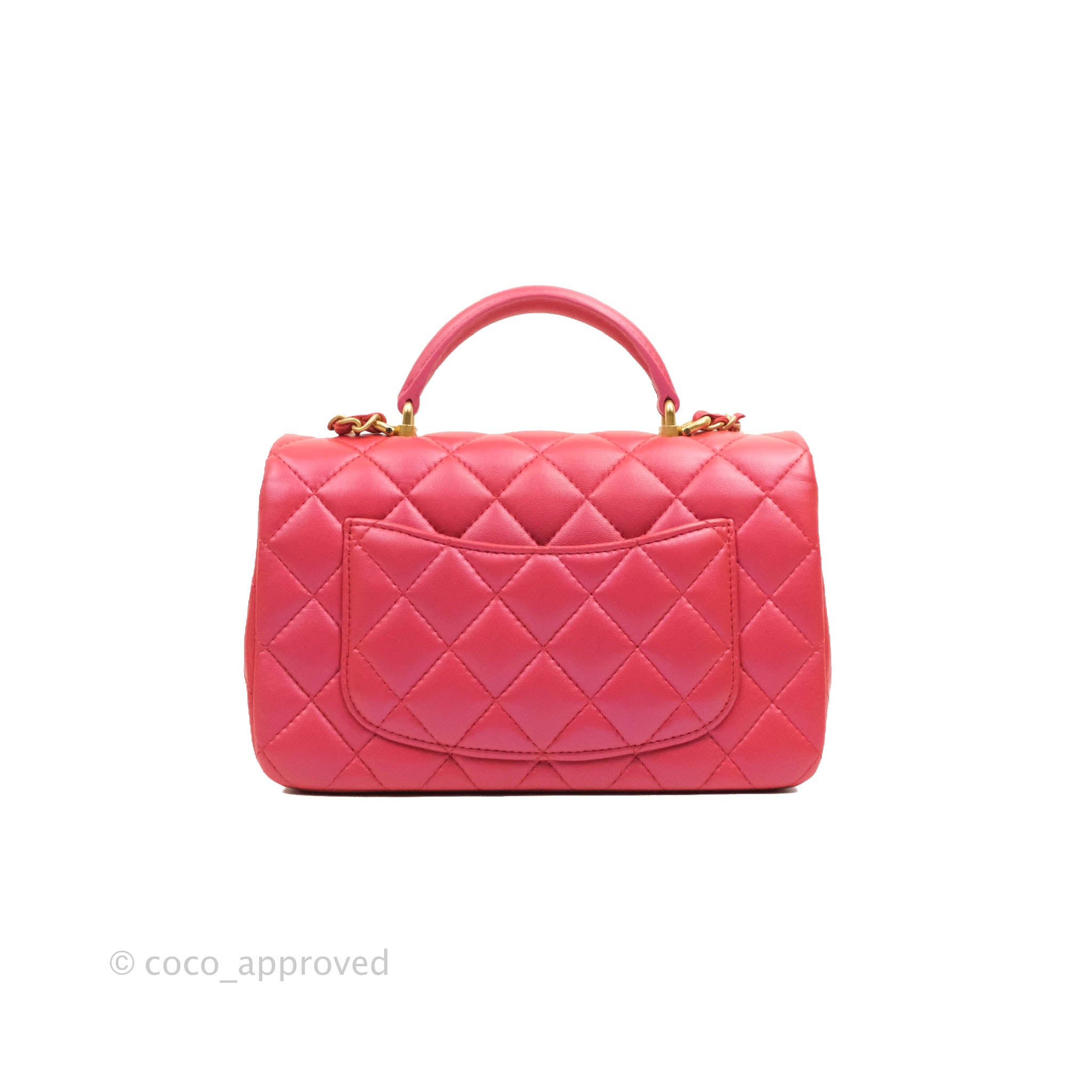 Chanel Rectangular Mini Flap Bag with Top Handle Pink Lambskin Light Gold  Hardware in 2023
