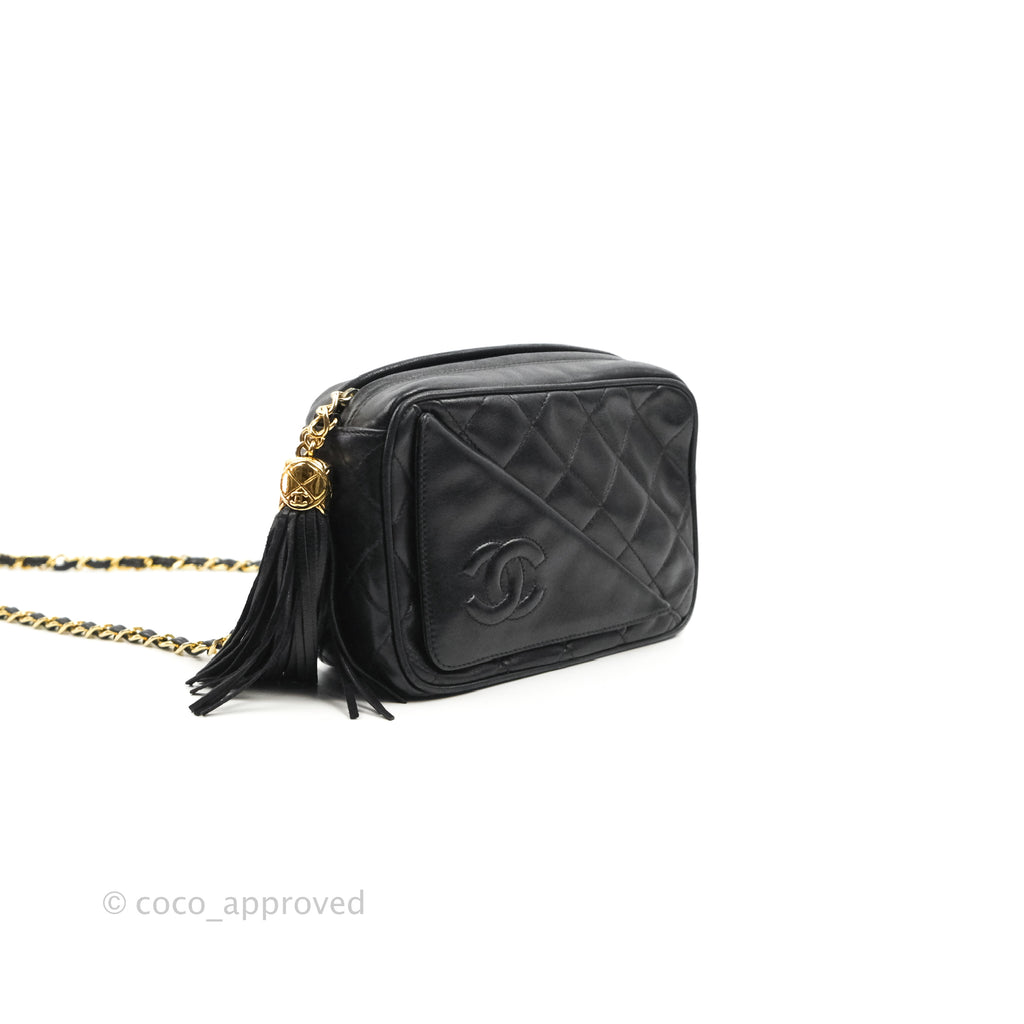 Chanel Vintage Small Camera Bag Black Lambskin Gold Hardware