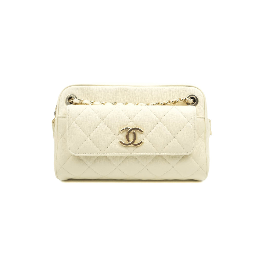 Chanel Camera Bag With Detachable Pouch Ivory Caviar Gold Hardware