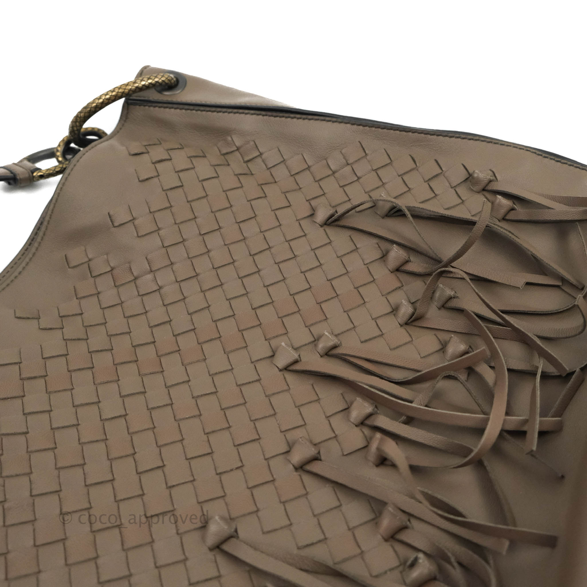 Bottega Veneta - Large Loop Steel Intrecciato Leather Fringe Bag